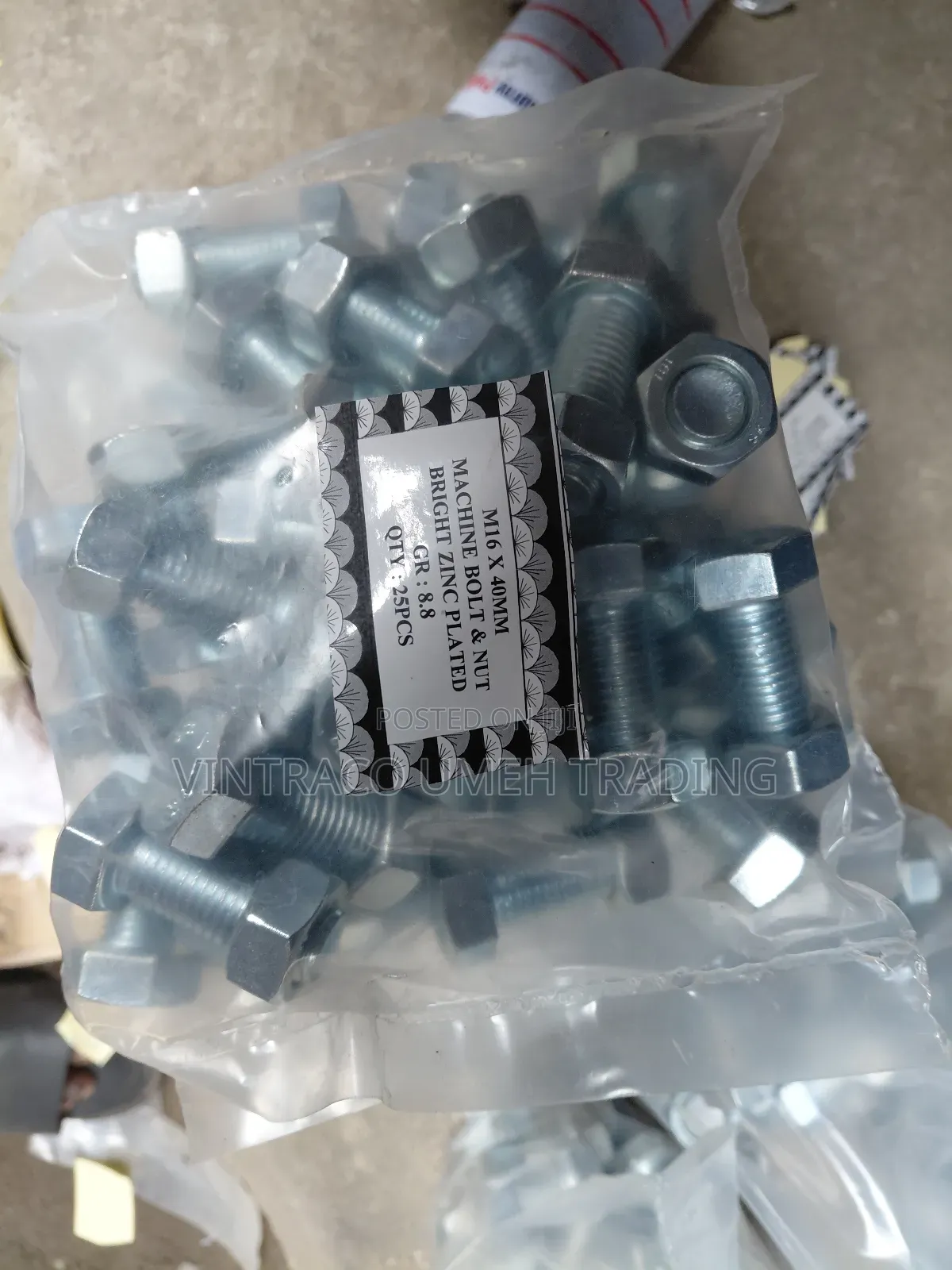 M16 X 40mm Machine Bolt and Nut (Pack of 25)