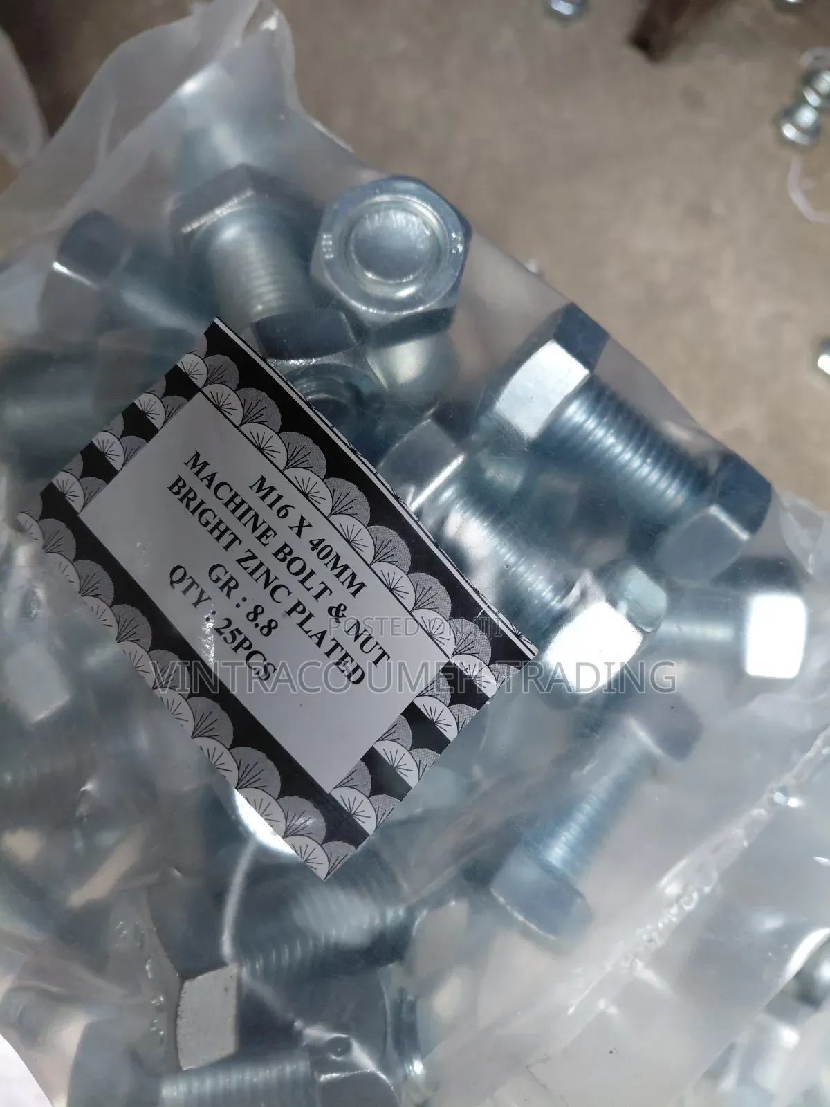 M16 X 40mm Machine Bolt and Nut (Pack of 25)