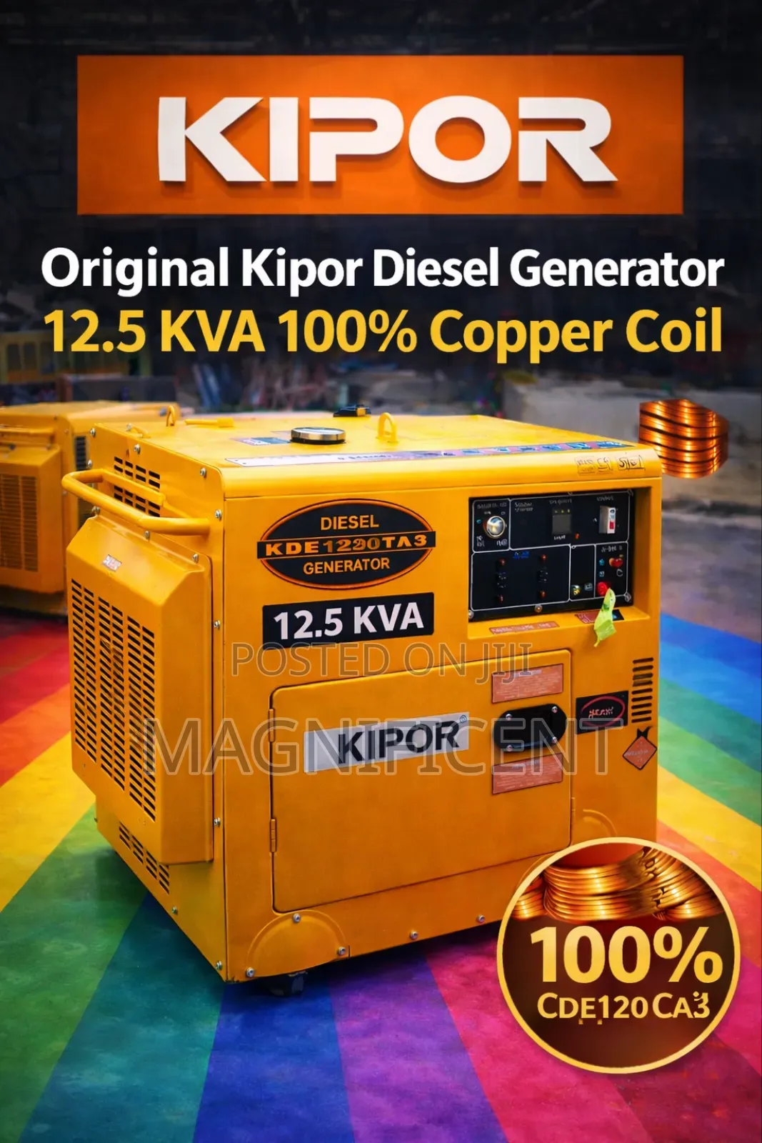 Original Kipor 12.5kva Diesel Gen 100% Cop Coil, Super Silent Heavy
