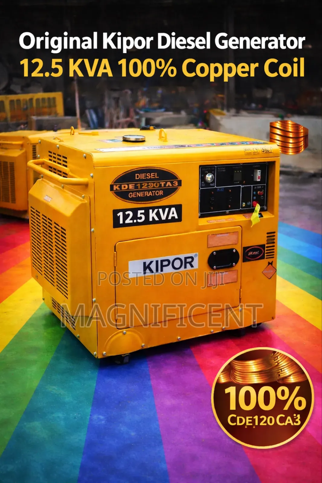 Original Kipor 12.5kva Diesel Gen 100% Cop Coil, Super Silent Heavy
