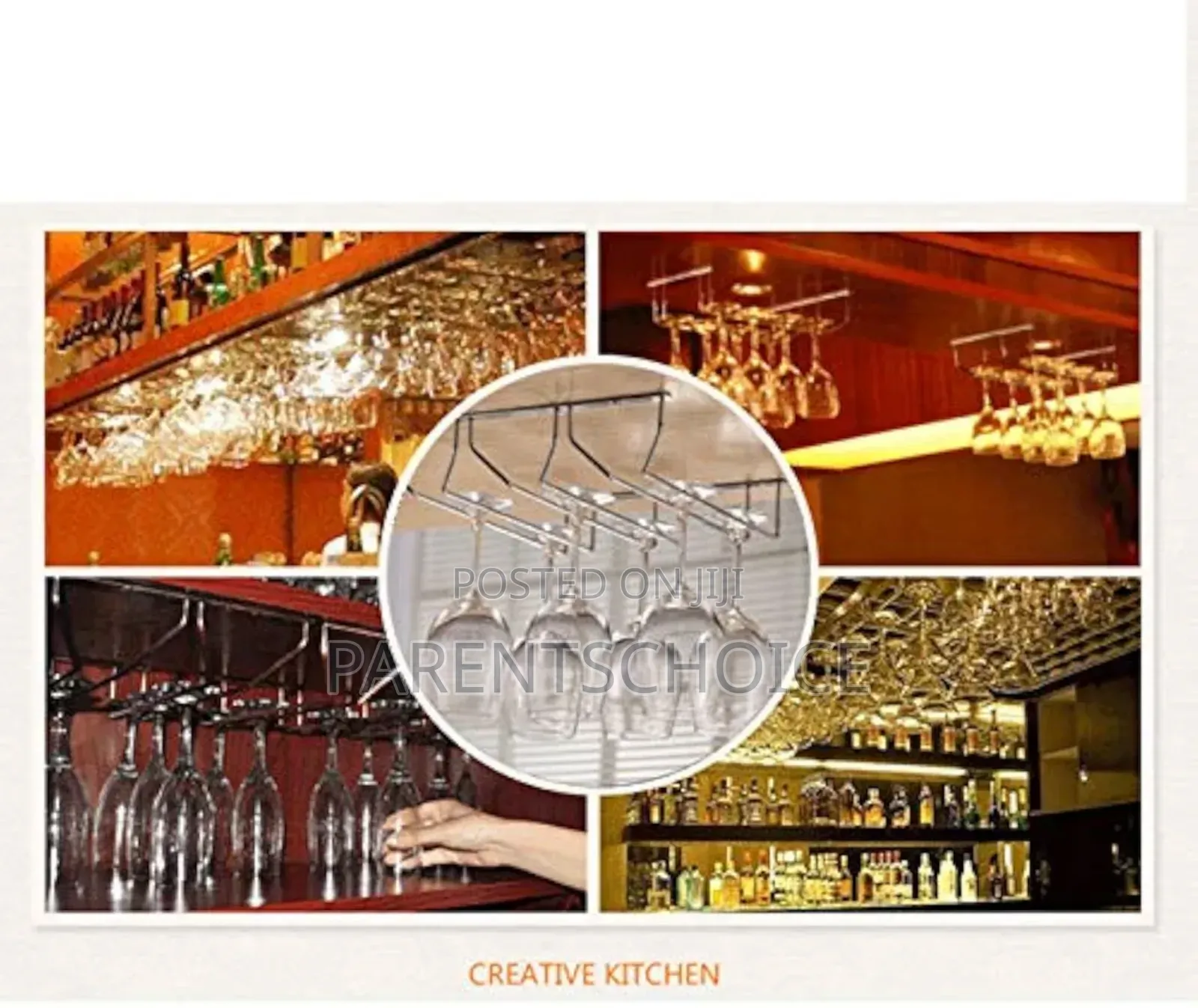 3 Rows Wine Glass Rack Wall-Mounted Hanger