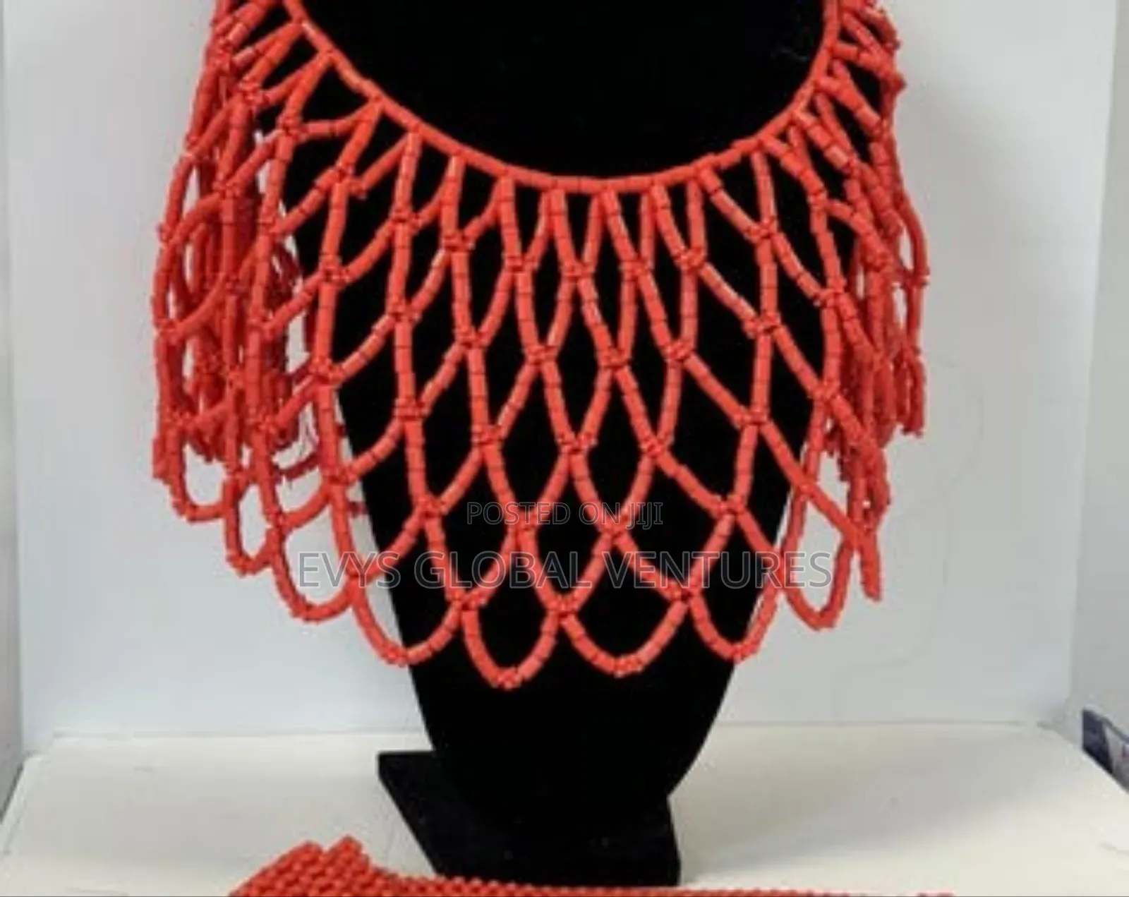 Edo Benin Beaded Coral Bridal Necklace
