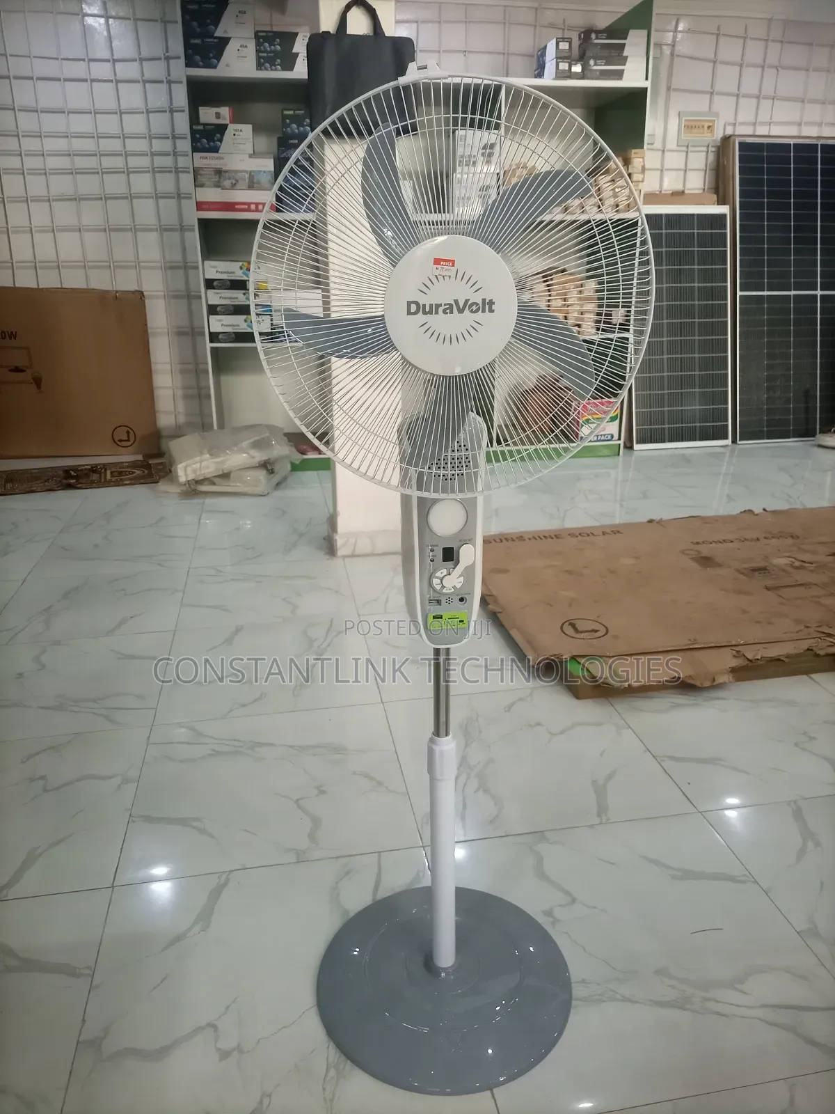 Duravolt 4 in 1 Rechargeable Standing Fan ( Solar Fan)- 16 Inches