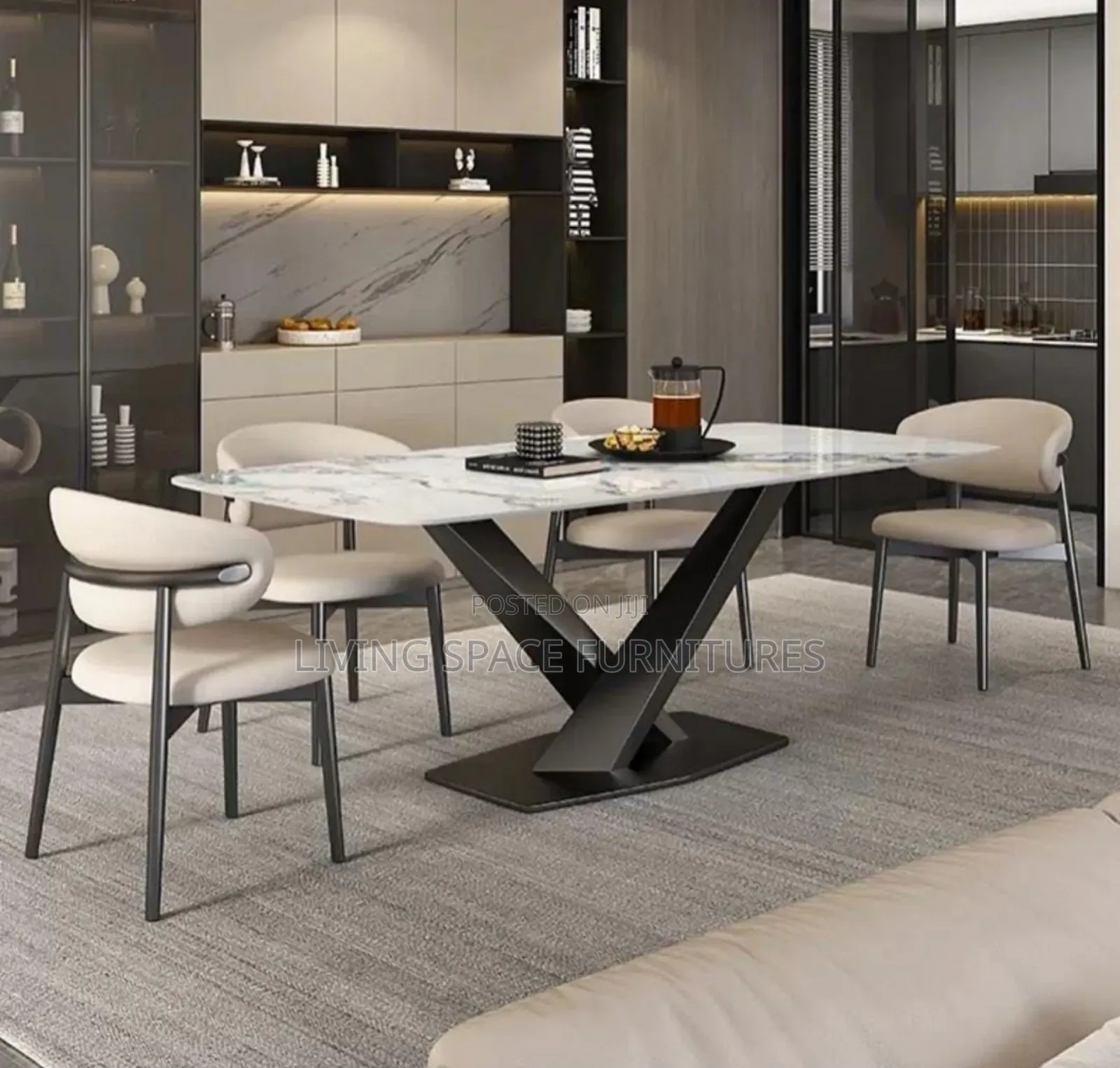 High-quality Marble Dining Table With Six Chairs