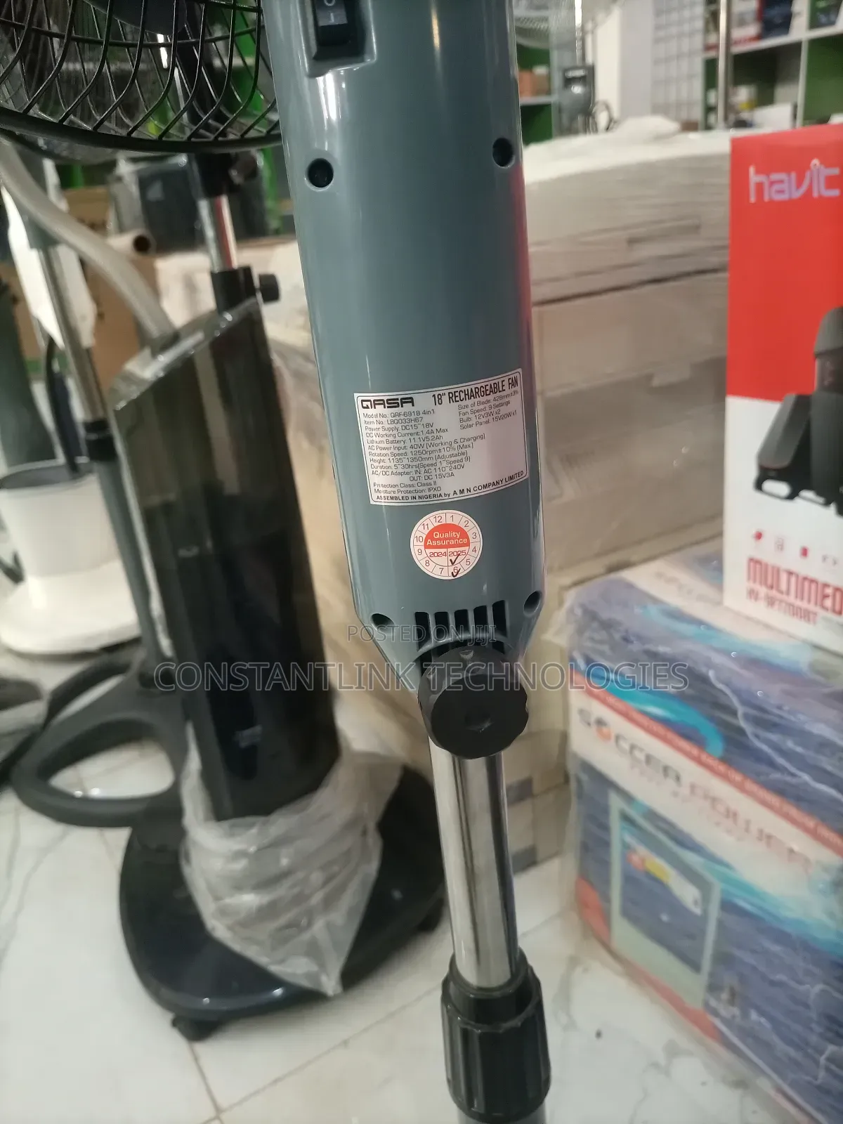 Qasa 18" Rechargeable Fan (Qrf-6918)