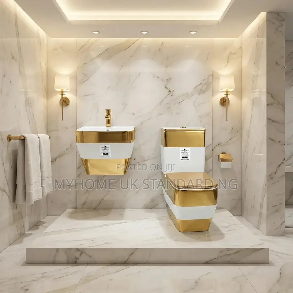Luxury Gold And White England Water Closets With Basin