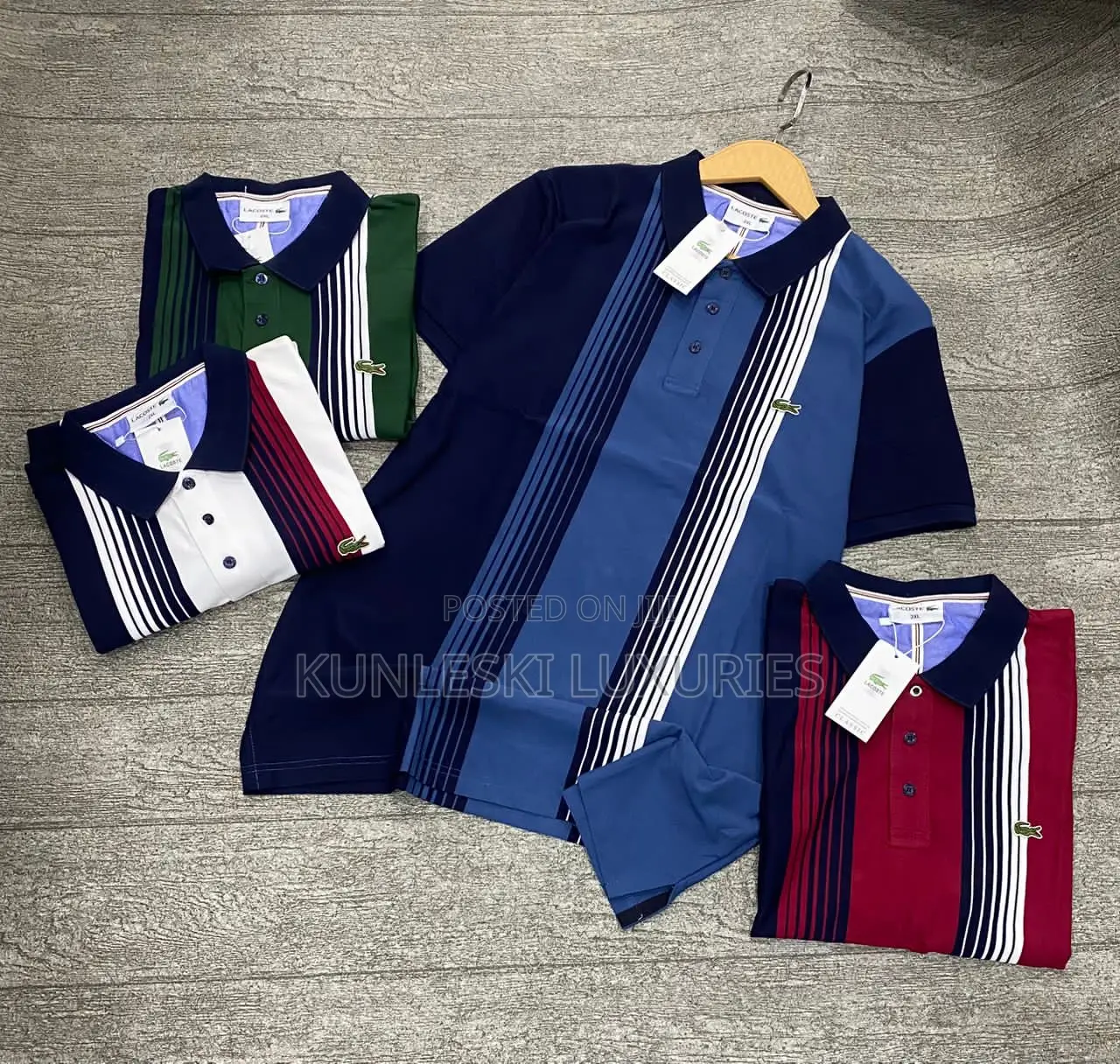 Original Lacoste Strips Men’S Collar Neck Polos