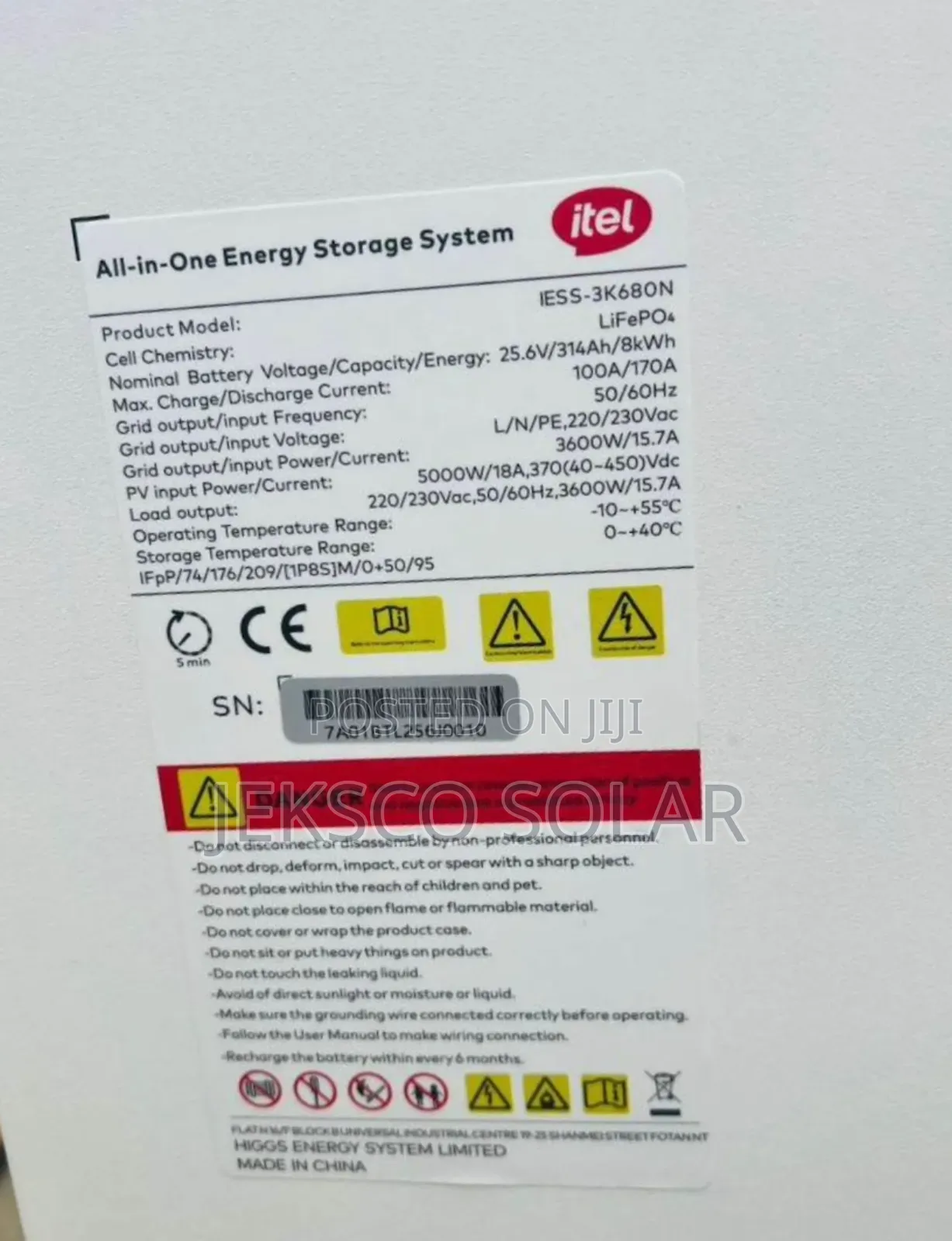 Itel 8kw, 3kva, All in One Solar Generator.