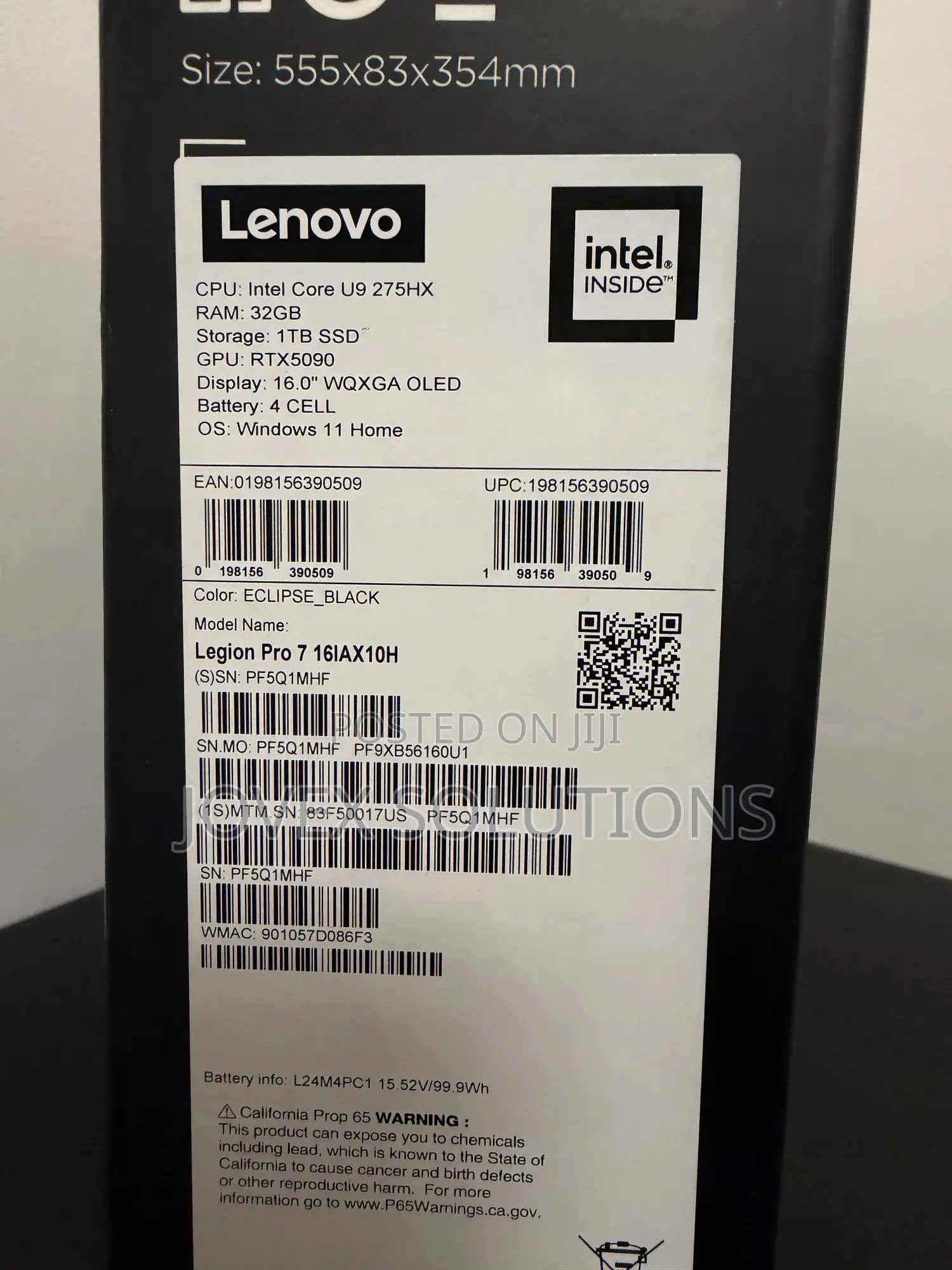 New Laptop Lenovo Legion 7 32GB Intel Core Ultra 9 SSD 1T