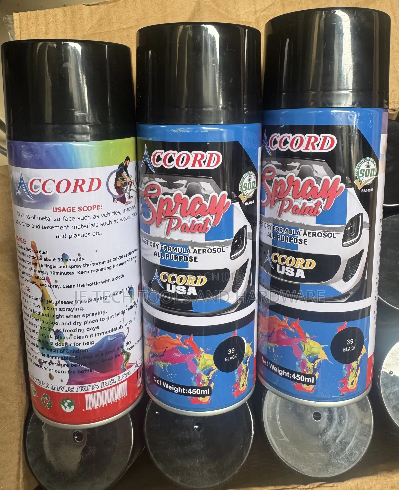 Accord Spray Paint Gloss Black Paint (Color Code 39)  450ml
