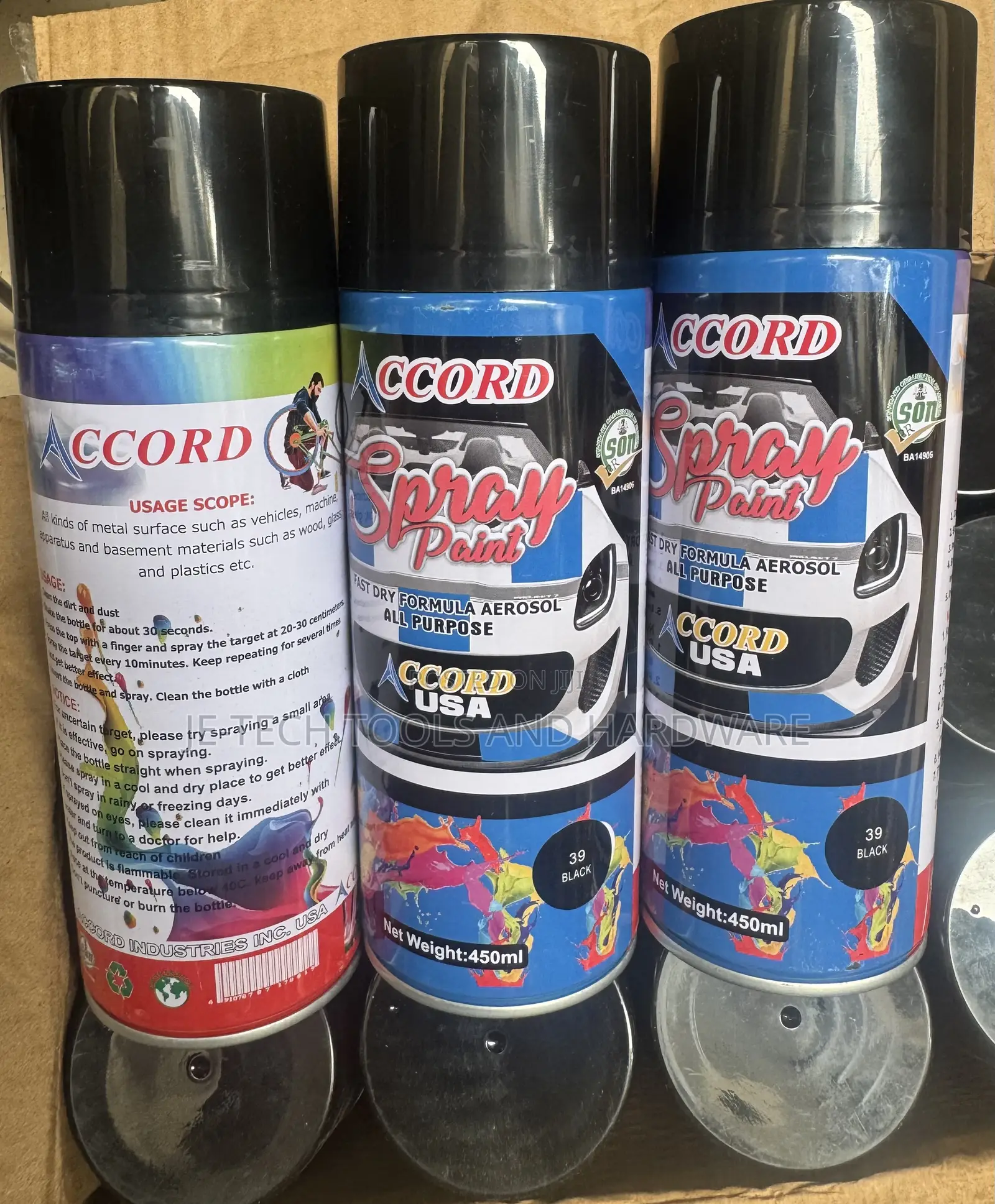Accord Spray Paint Gloss Black Paint (Color Code 39)  450ml