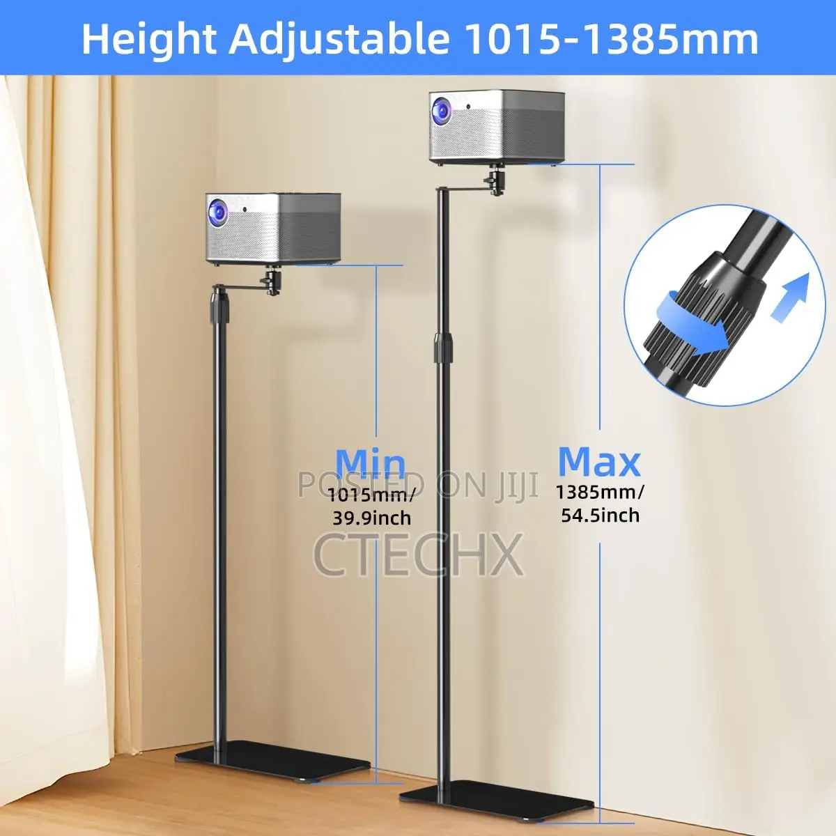 Suptek 63.9” Extendable Projector Stand, 360°Swivel, Height Adjustable