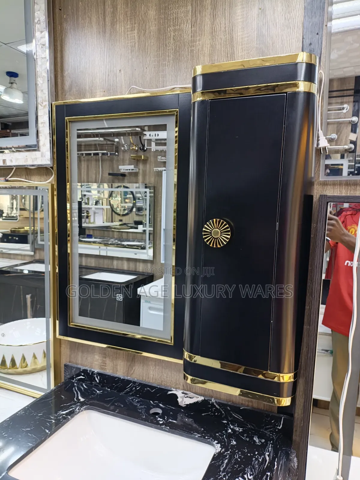 Black and Gold Cabinet Basin