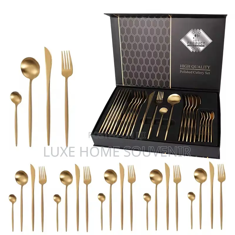 24pcs Gold Cutlery Polished Set