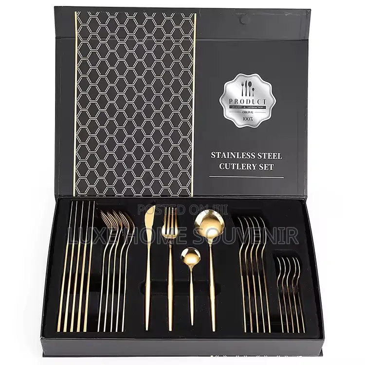 24pcs Gold Cutlery Polished Set