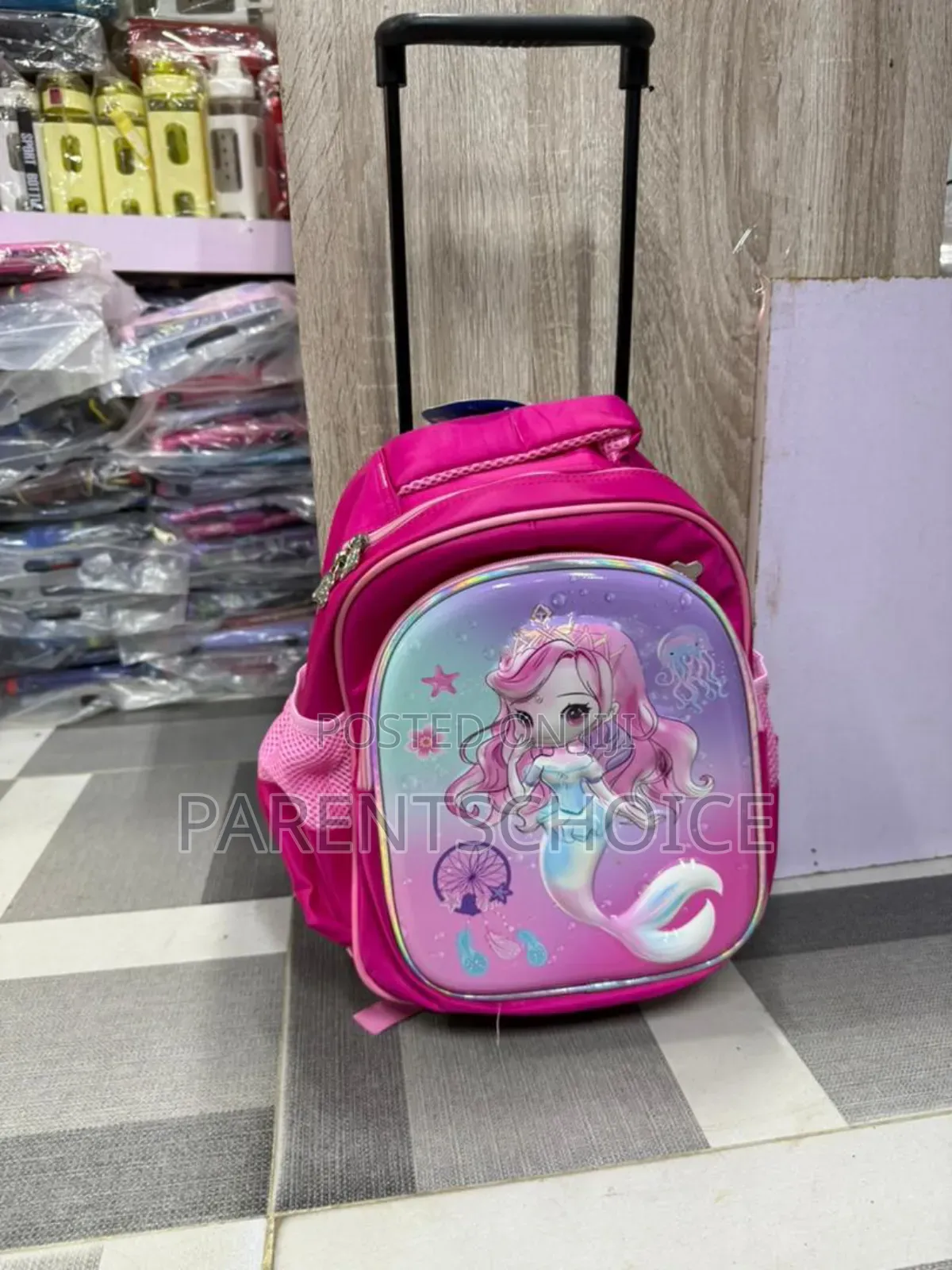 3d Embossed School Trolley Bag Large School Bag for Girl