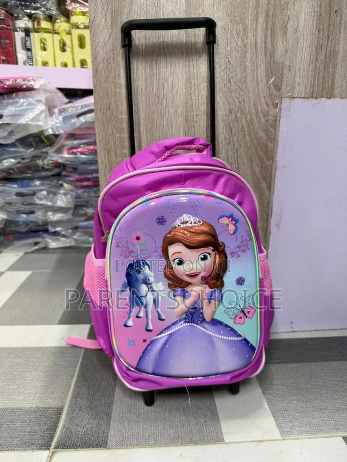 3d Embossed School Trolley Bag Large School Bag for Girl