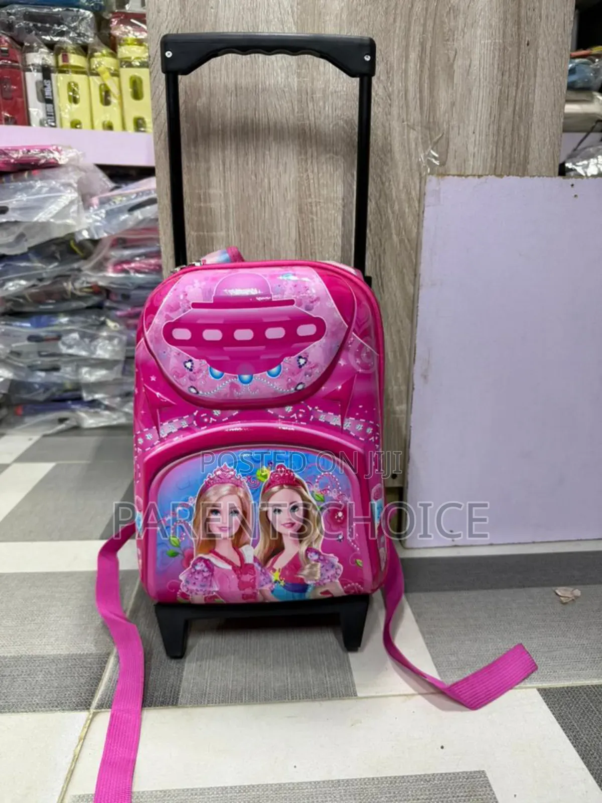 3d Embossed School Trolley Bag Large School Bag for Girl