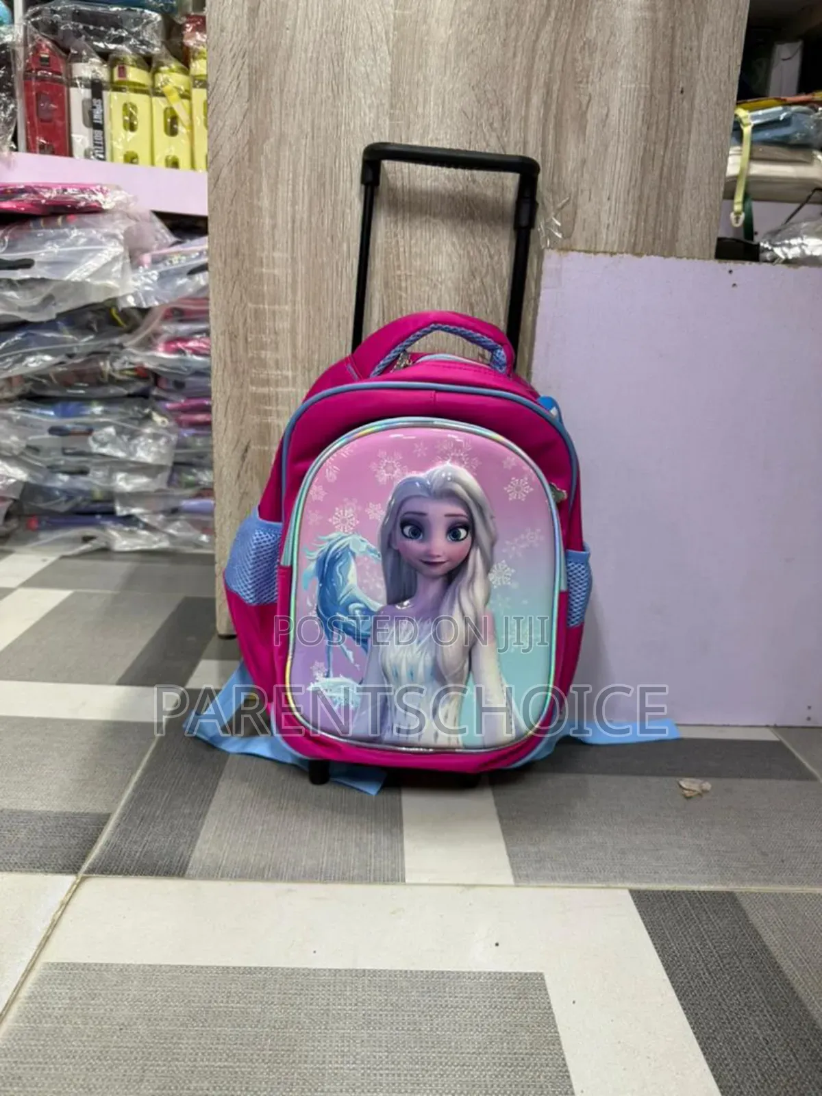3d Embossed School Trolley Bag Large School Bag for Girl