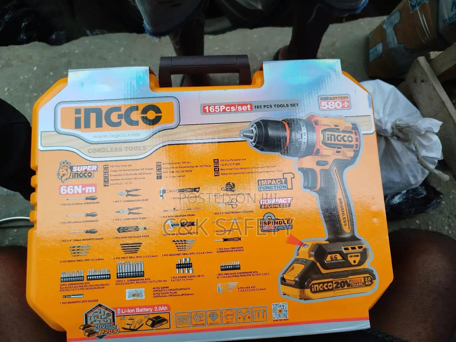 Ingco 165pcs Tools Set 20v