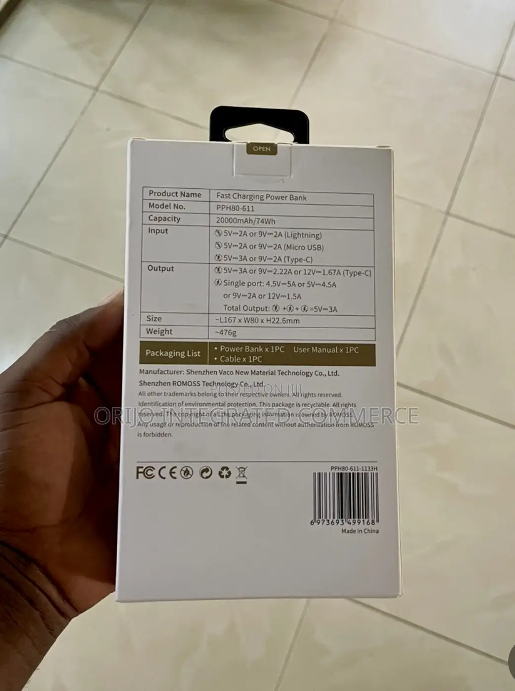Romoss Sense 6f 20000mah 22.5w Fast Charging Power Bank