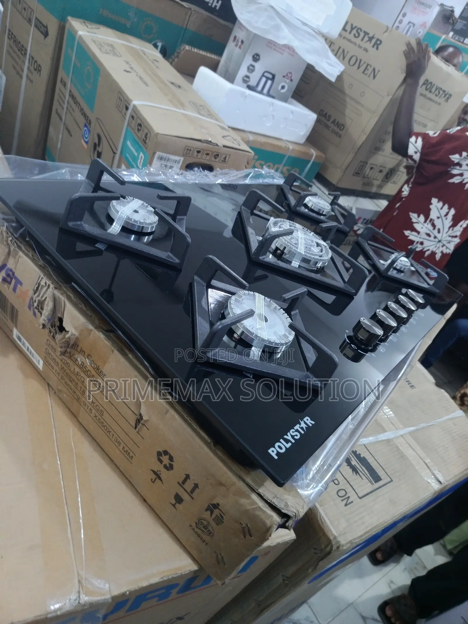 Polystar Tempered Glass 5 Burner Gas Cooktop – Heavy Duty Supports