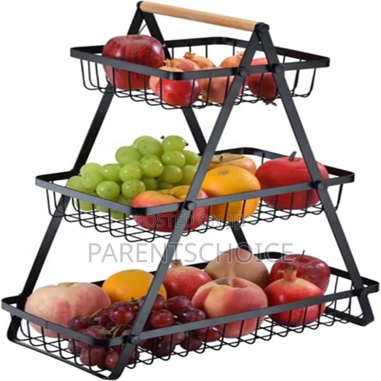 3 Layer Fruit Vegetable Racks, Fruit Storage Basket Stand- Gold/Black