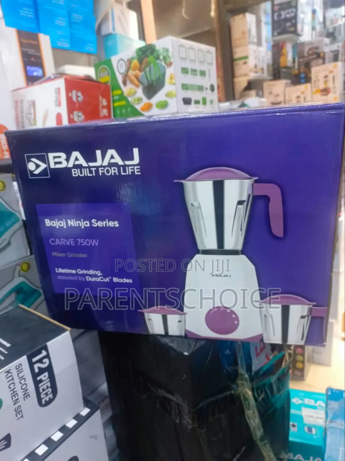 Bajaj Ninja Series Carve 750 Mixer Grinder (3 Jars, White Purple