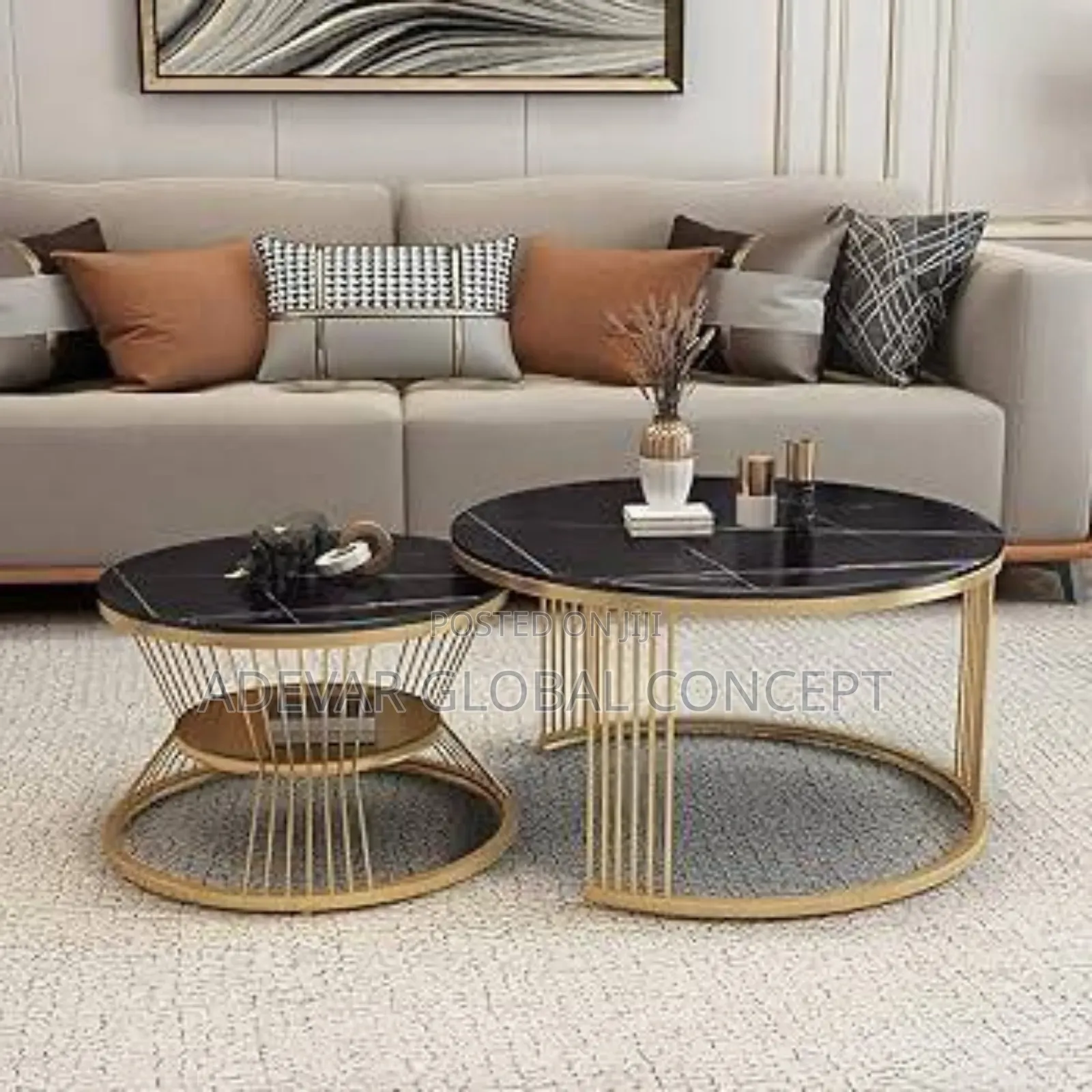 2in1 Nesting Faux Marble Nordic Center Table