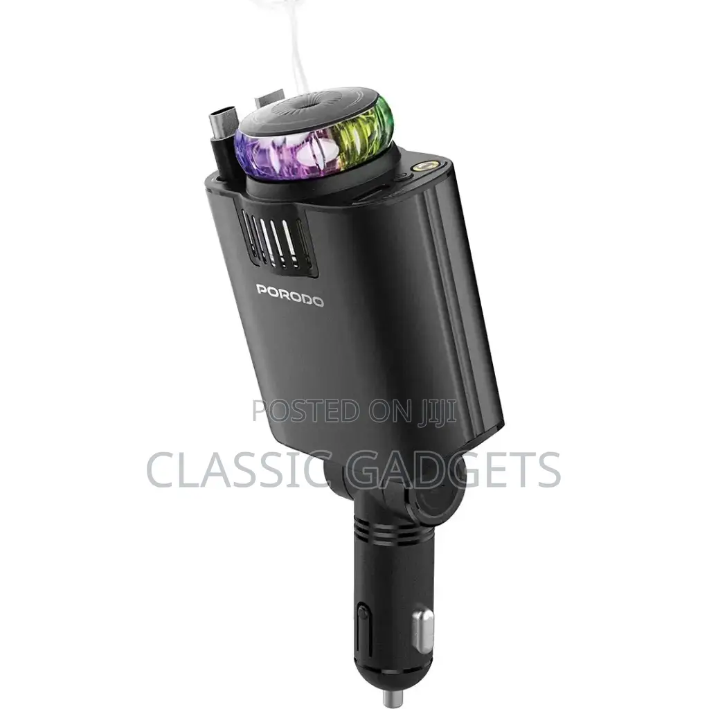 Porodo Aromaglow 120w Car Charger With Aromatherapy Diffuser and Cable