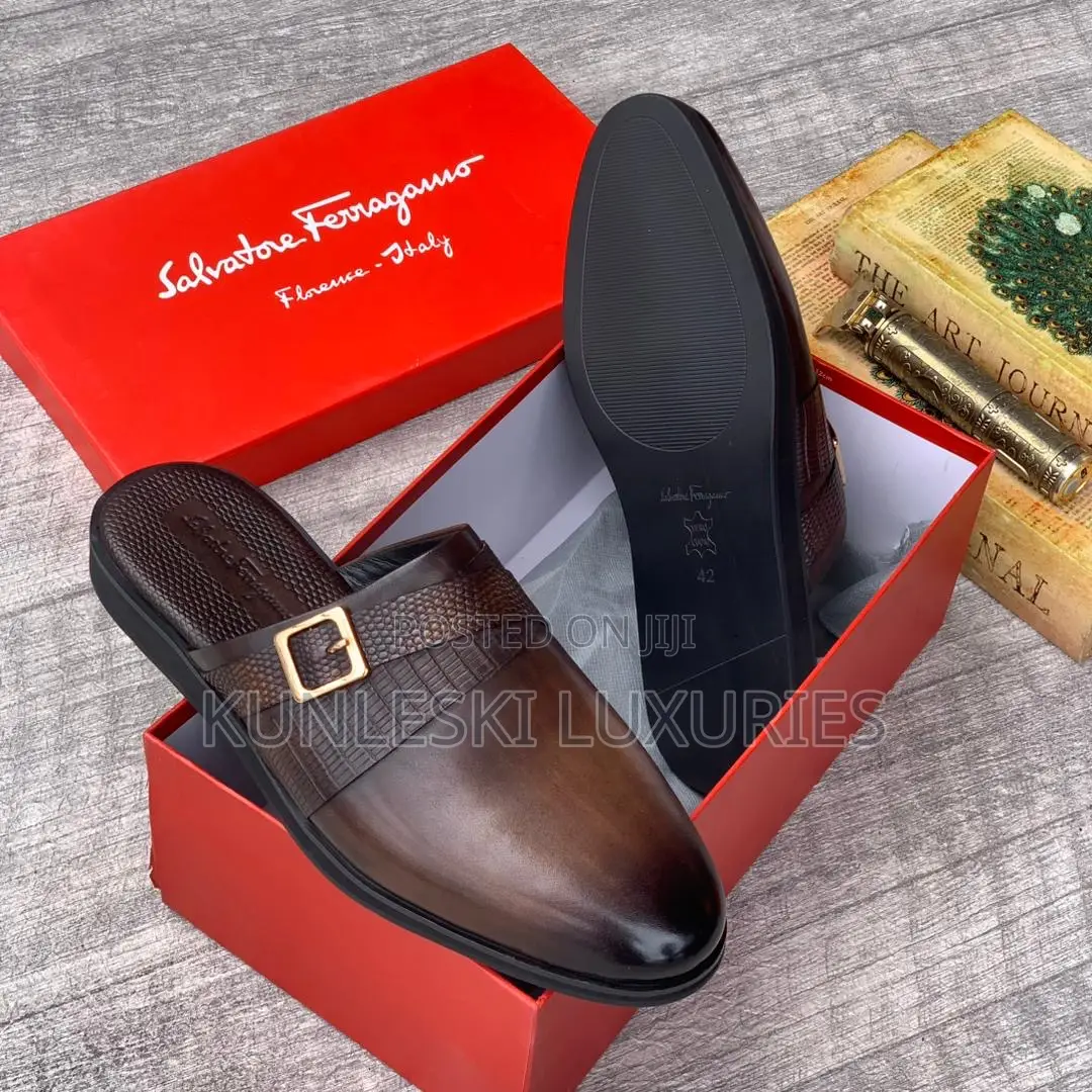 Original Salvatore Ferragamo Black Brown Half Shoe