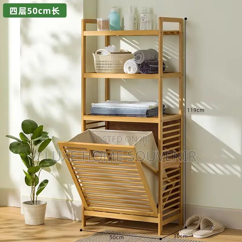 3 Tier Bamboo Shelf / Bamboo Lundry Basket