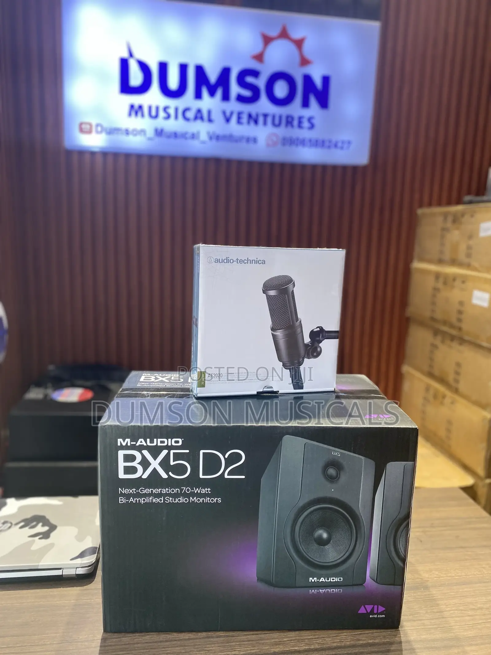 At2020 Audio Technical Studio Mic, M-audio Bx5d2 Studio Monitor Pair