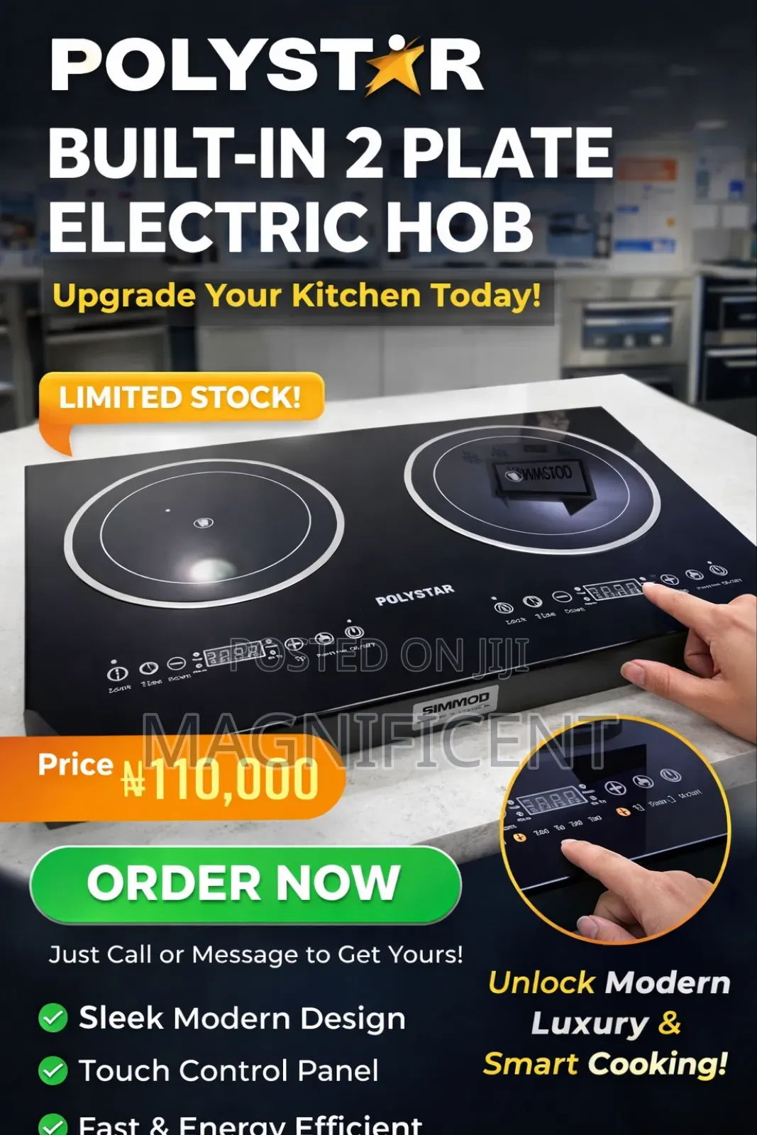 Upgrade to Luxury Cooking – Polystar Built-in 2 Plate Electric Hob 