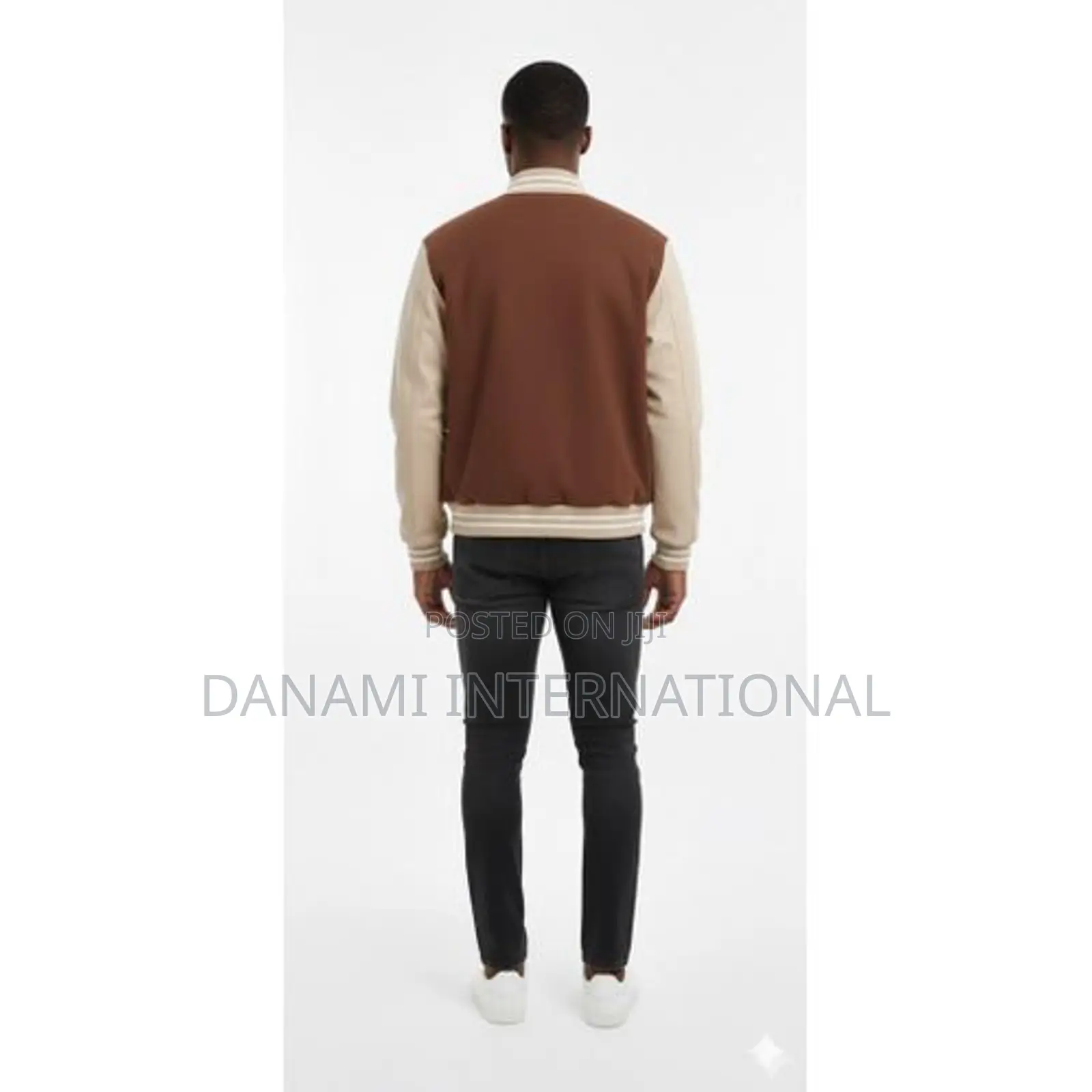 Danami Varsity Bomber Jacket- Chocolate Brown Beige