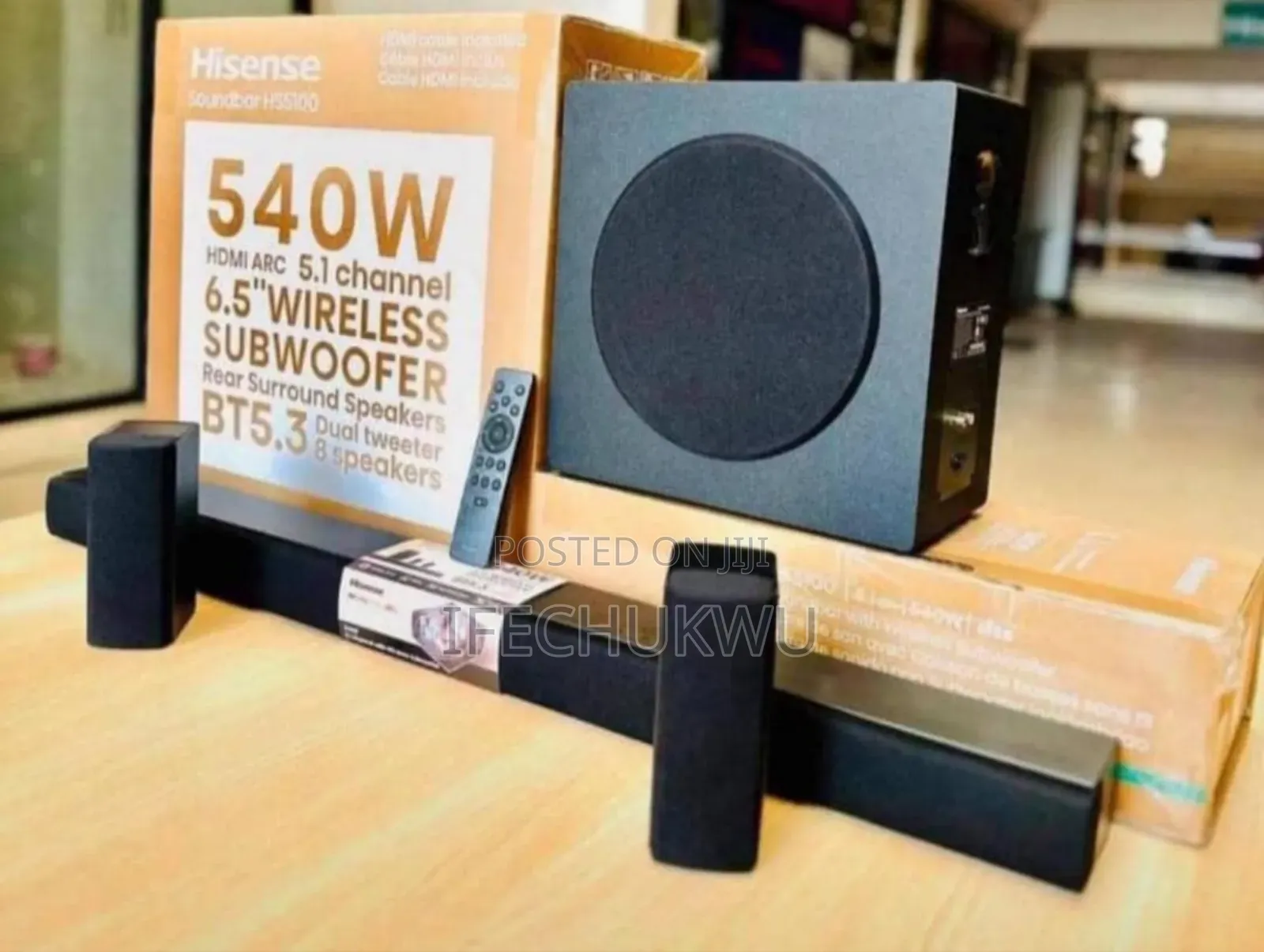 Original Hisense Powerful Soundbar 540watts 5.1 Ch Bluetooth Usb Hdmi