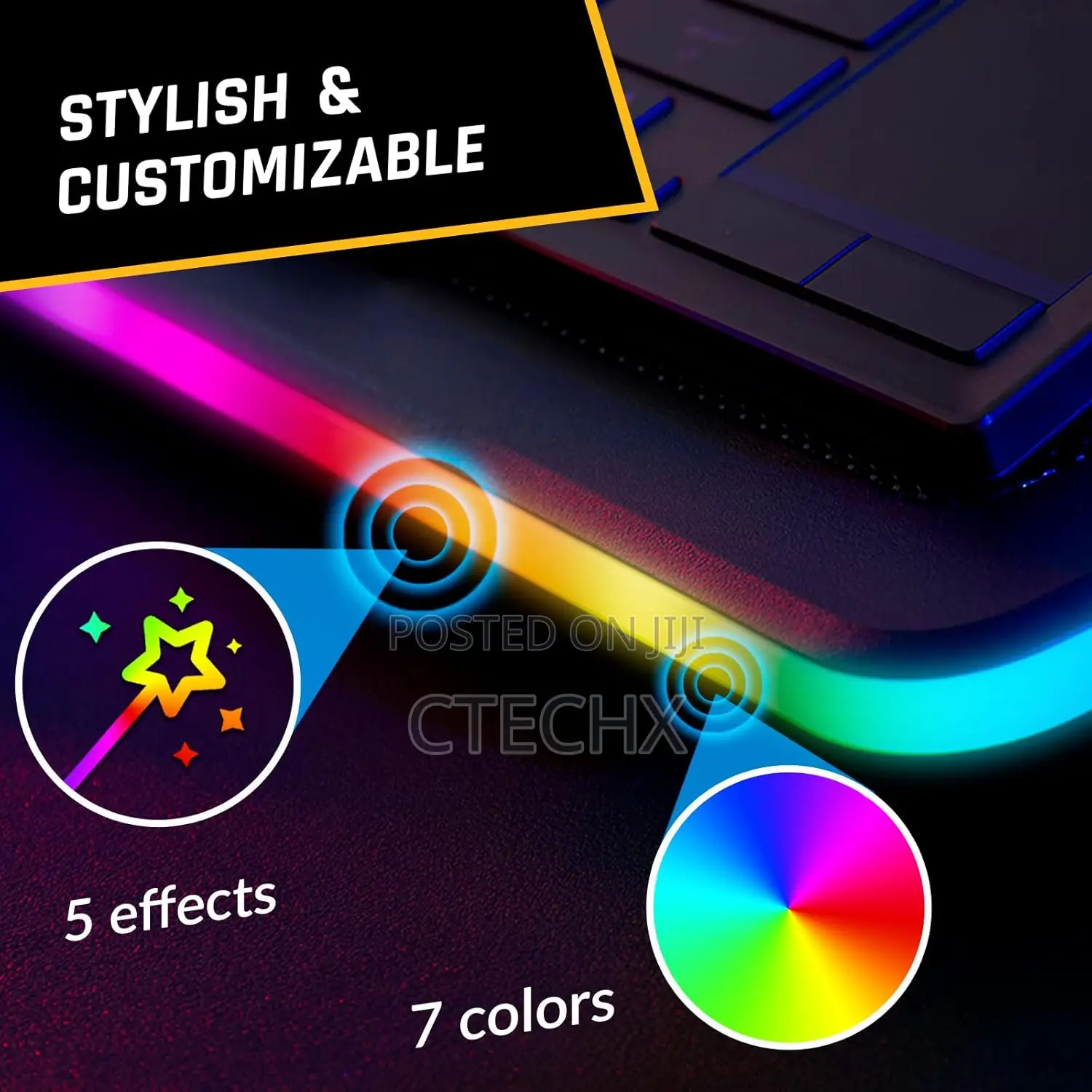 RGB Laptop Cooling Pad With Led Rim - Gaming Laptop Cooler . Usb
