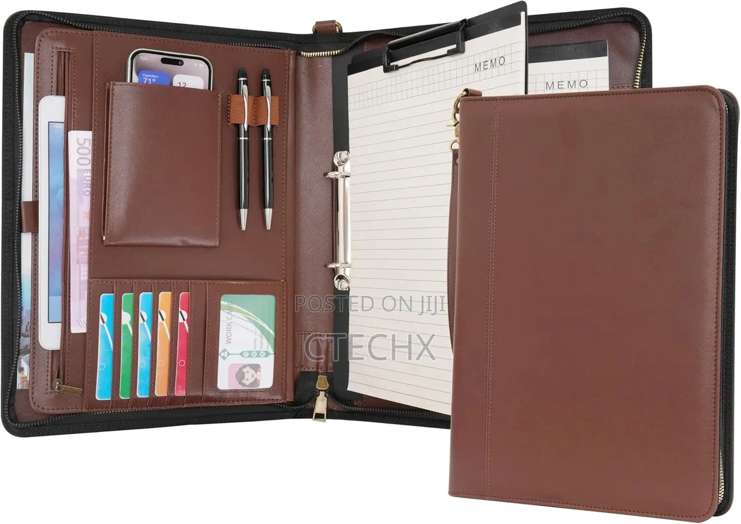 A4 Portfolio With Zipper- Leather Pu Padfolio With Detachable Binder