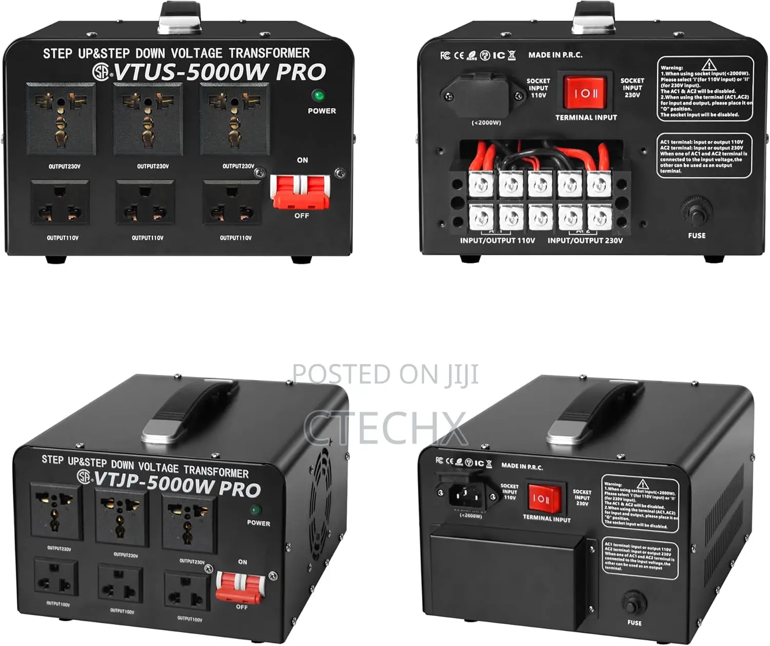 5000 Watt Voltage Converter Transformer - Step Up/Down 110 to 240v
