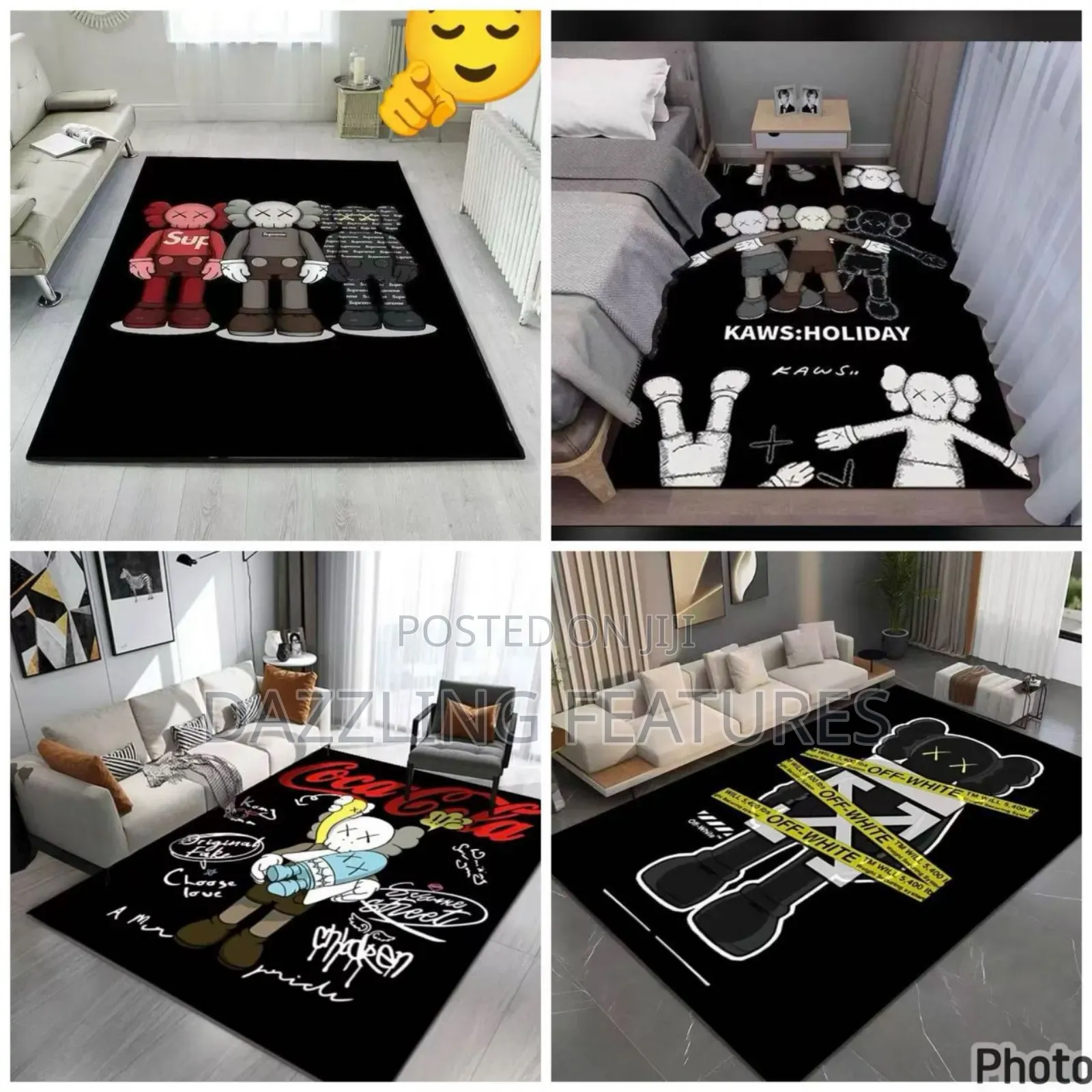 Premium Kaws Figure Centre Rug Modern Hypebeast Home Decor (Large)
