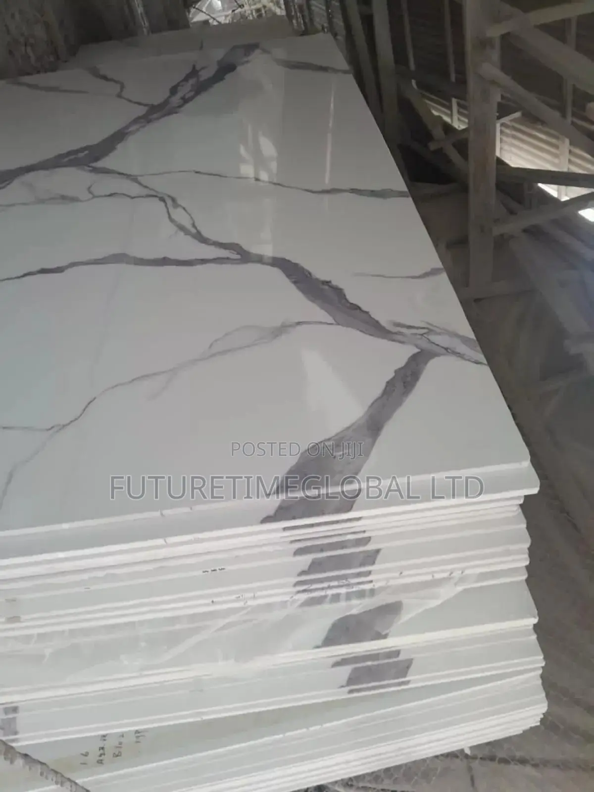 Carara White Super Polished Marble Quartz Slab
