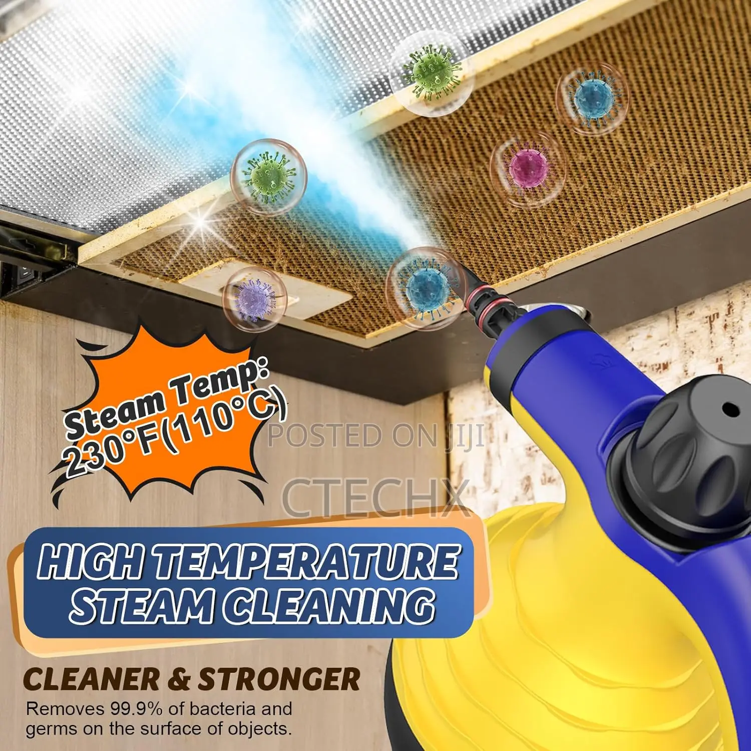 Handheld Steam Cleaner, 9 in 1 Portable Multi-Surface Stain Removal,