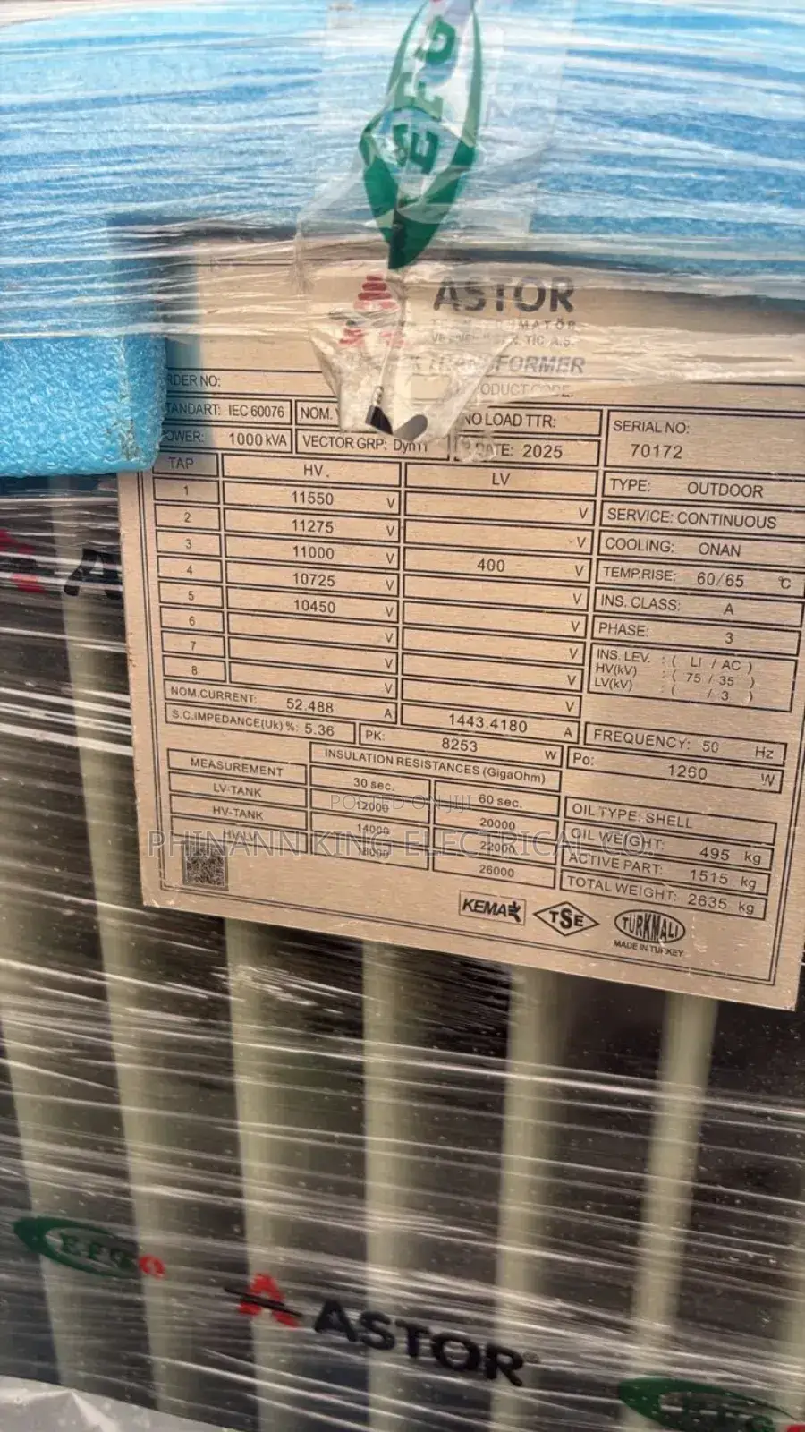Astor Power Transformer 1000kva 33000kv