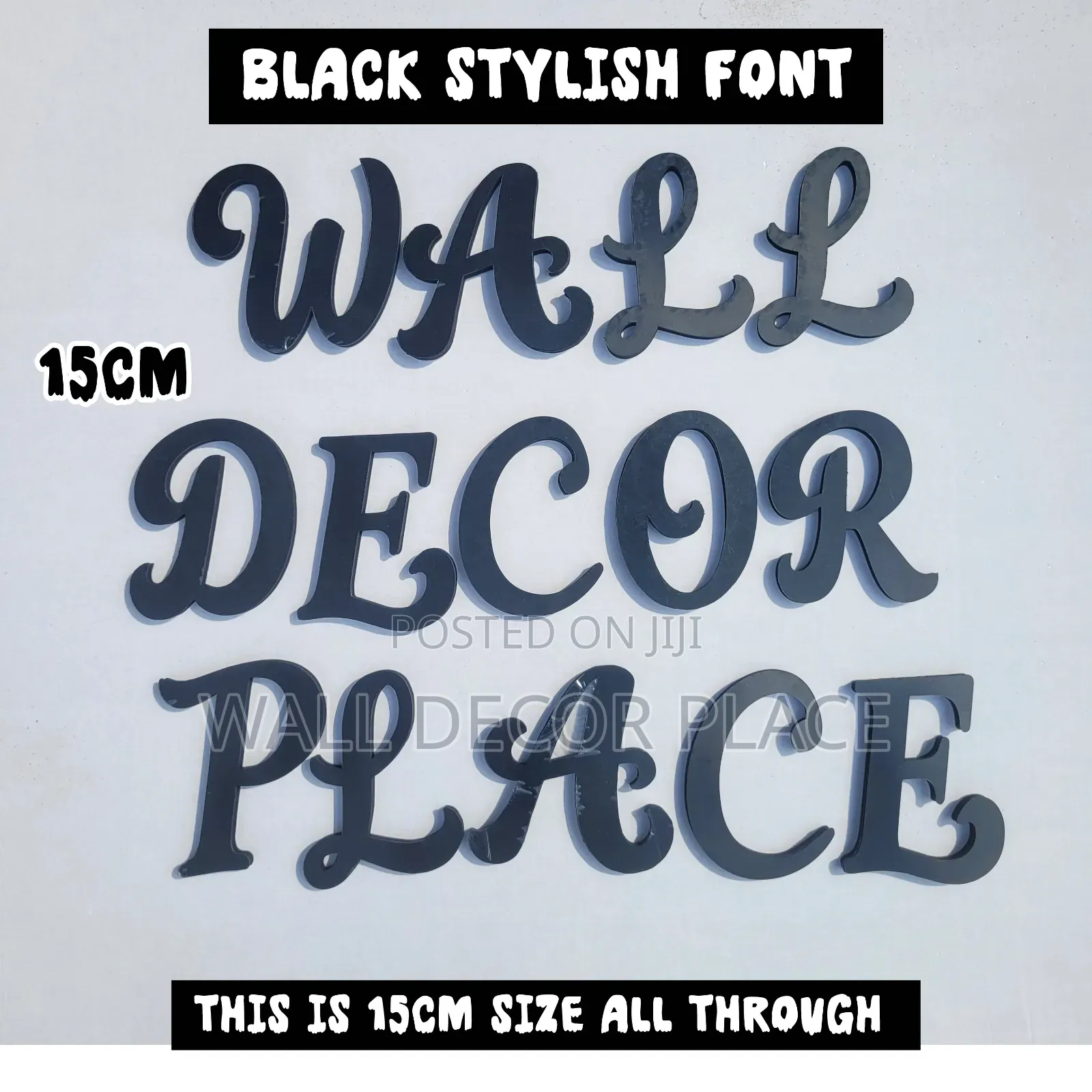 15cm Alphabet Stickers Stylish Font Black