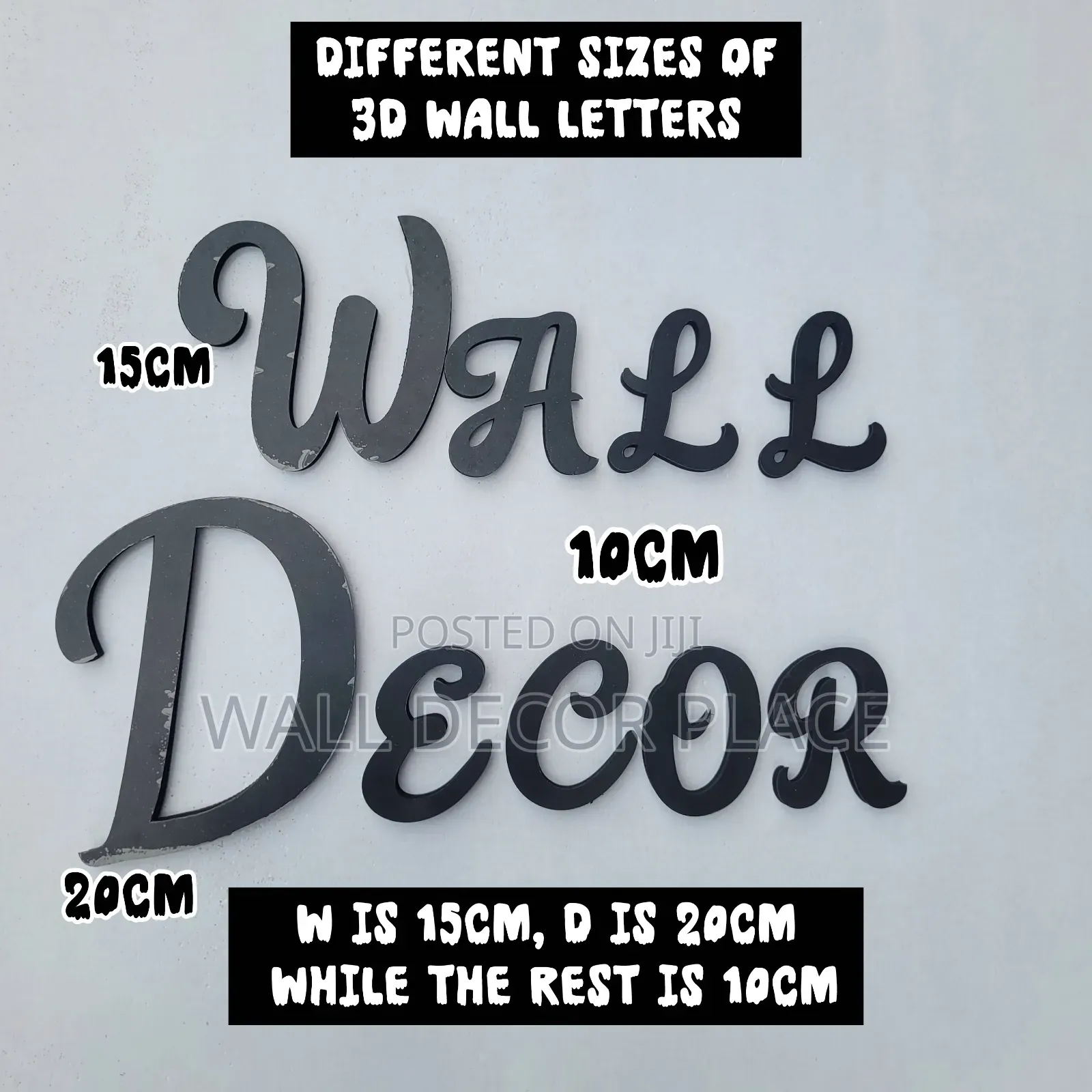 15cm Alphabet Stickers Stylish Font Black