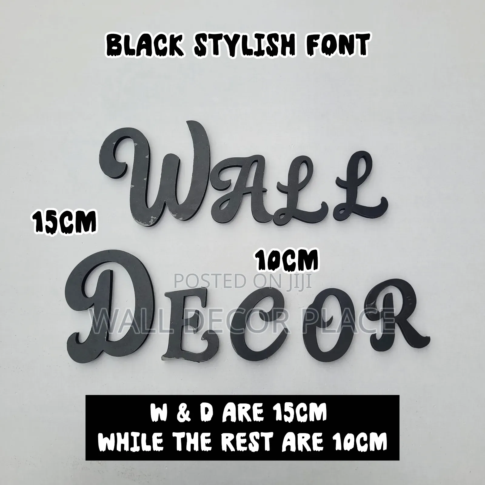 15cm Alphabet Stickers Stylish Font Black