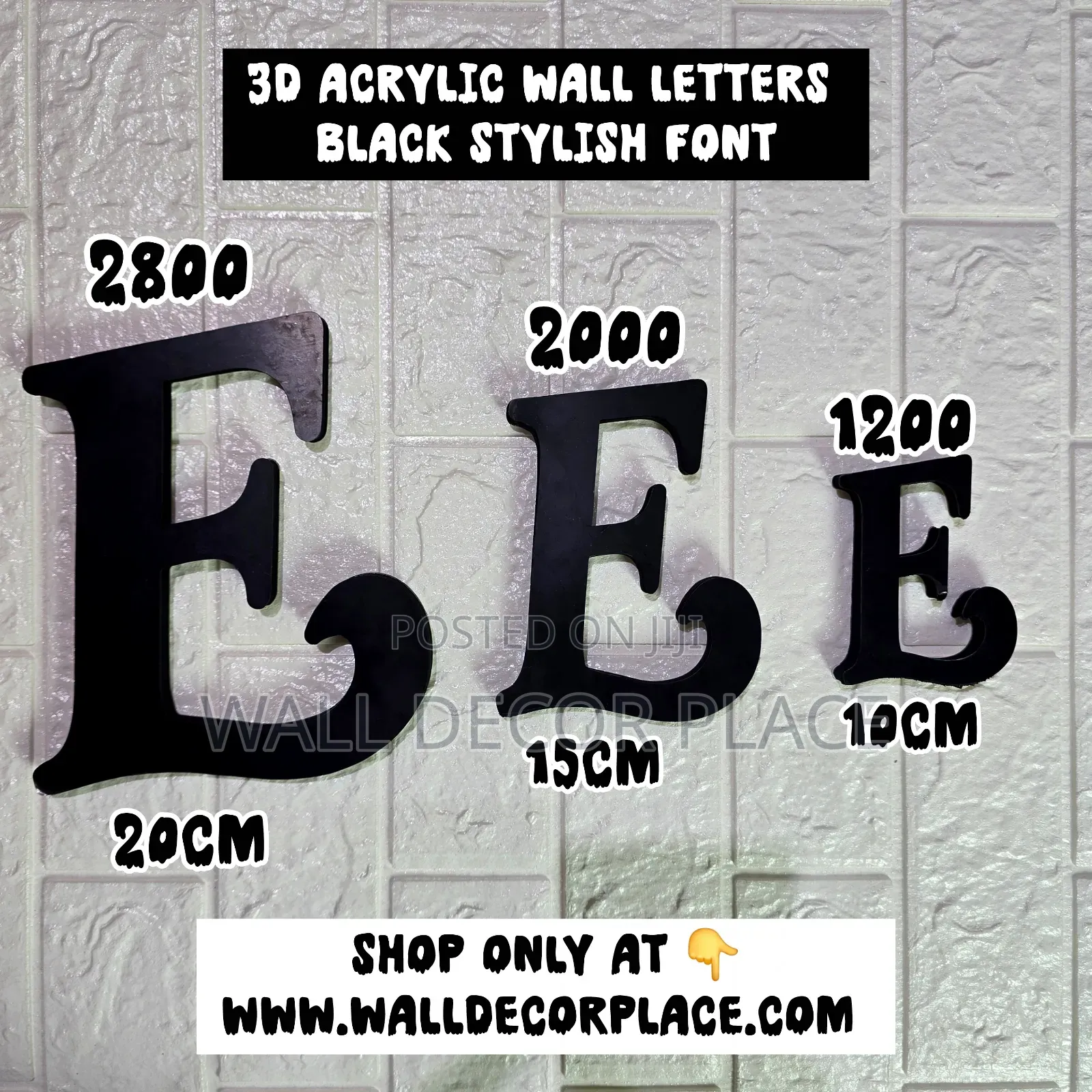 15cm Alphabet Stickers Stylish Font Black