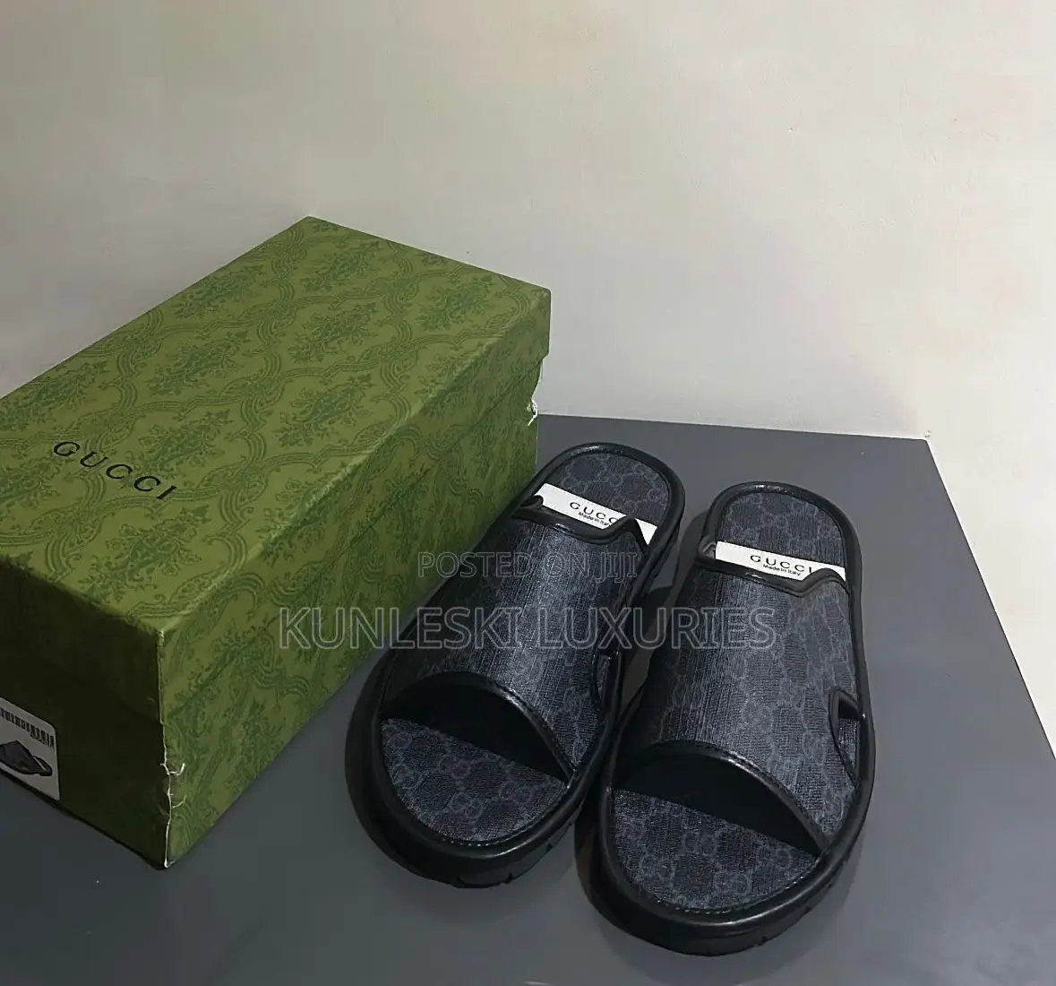 Original Gucci Matured Leather Slippers For Men