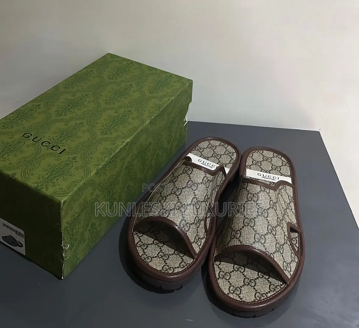 Original Gucci Matured Leather Slippers For Men