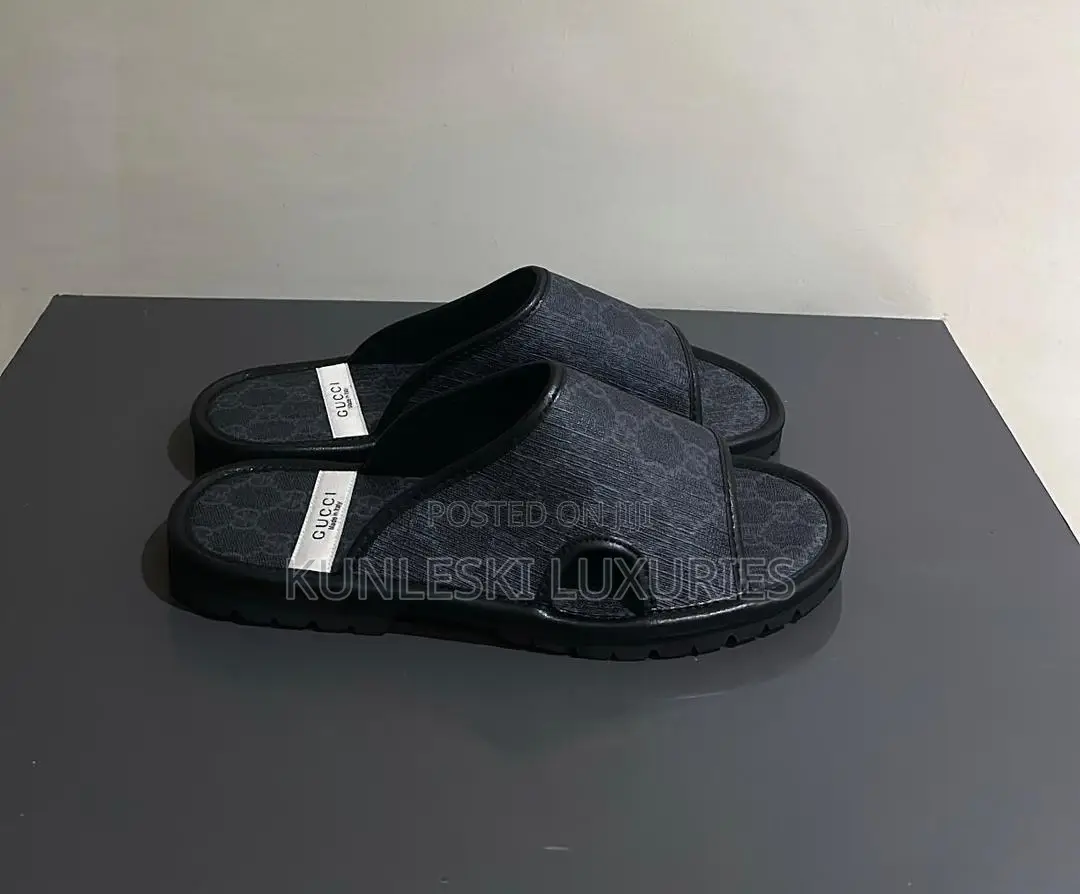 Original Gucci Matured Leather Slippers For Men